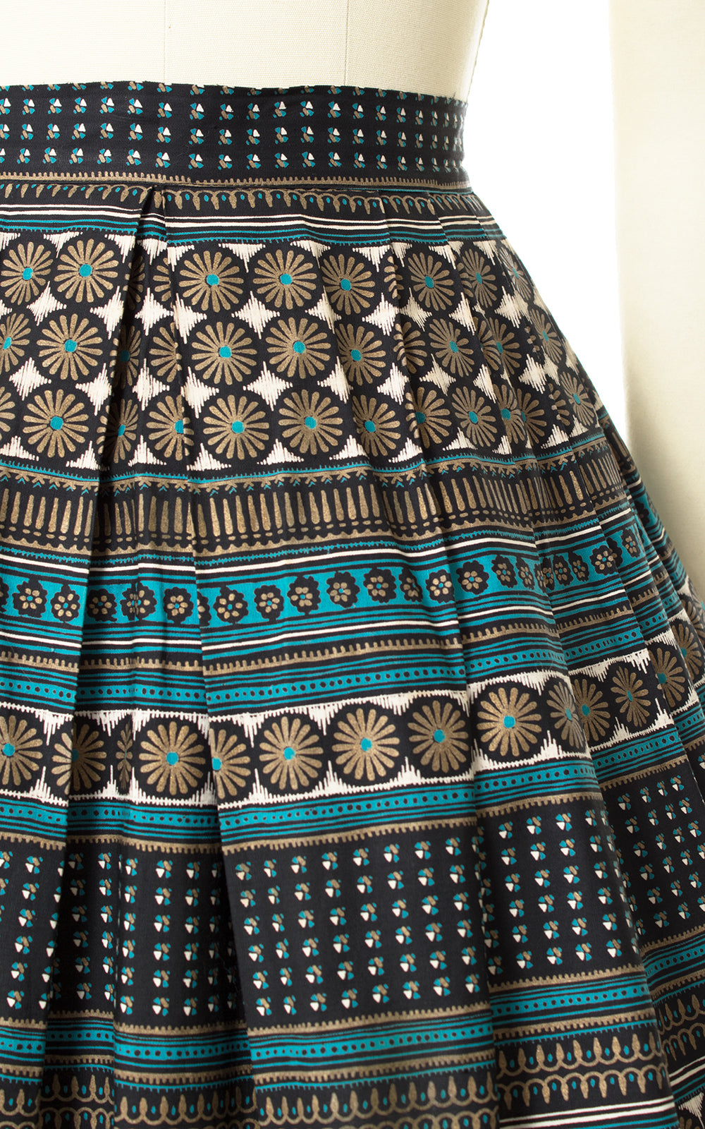 1950s Metallic Gold Striped Geometric Skirt