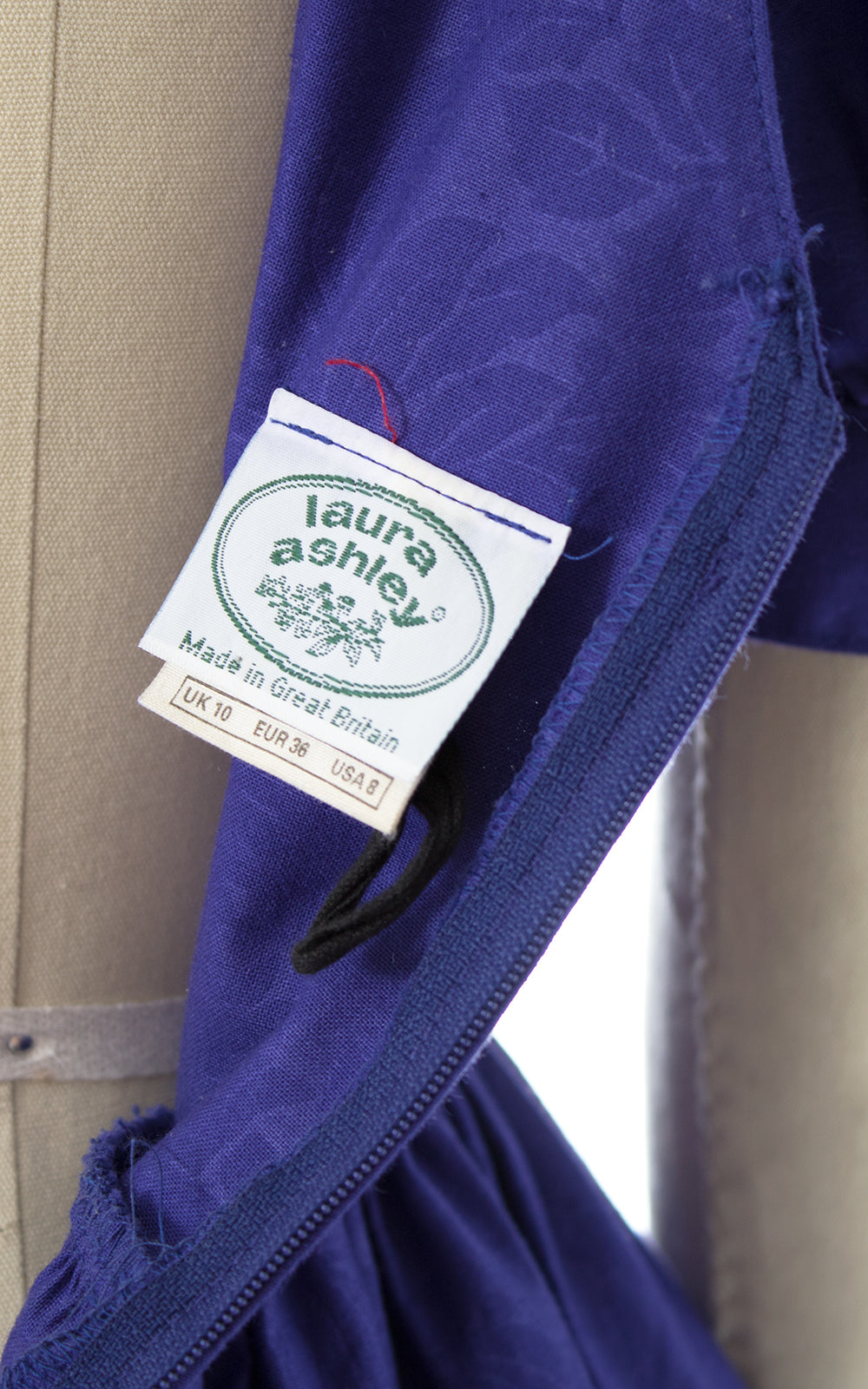 1980s Laura Ashley Puff Sleeve Dress with Pockets