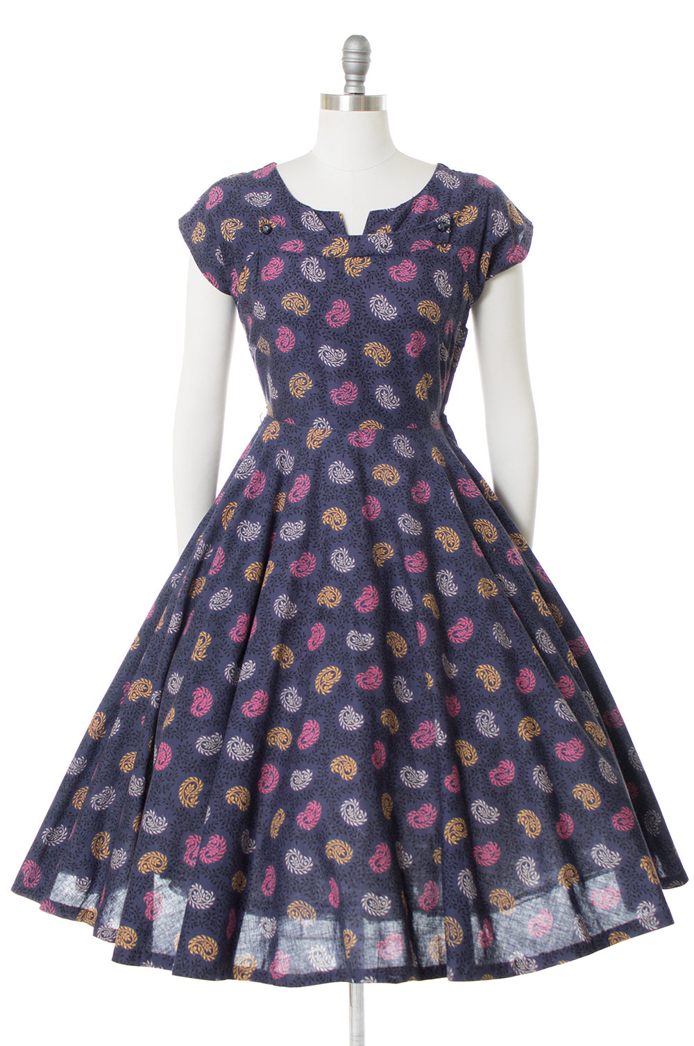 1950s Paisley Printed Cotton Dress