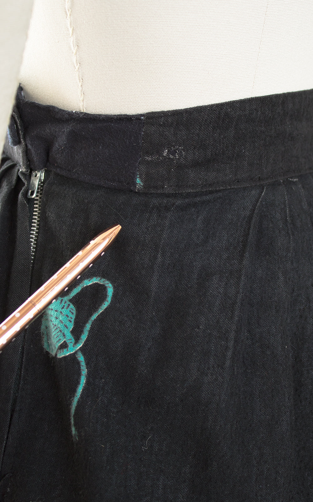 1950s Psycho Kitties Novelty Border Print Skirt