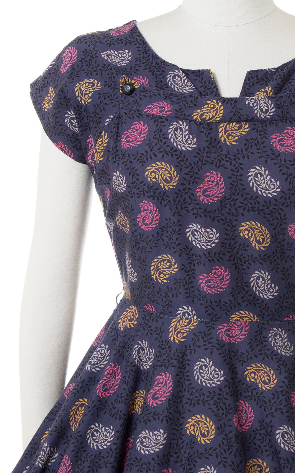 1950s Paisley Printed Cotton Dress