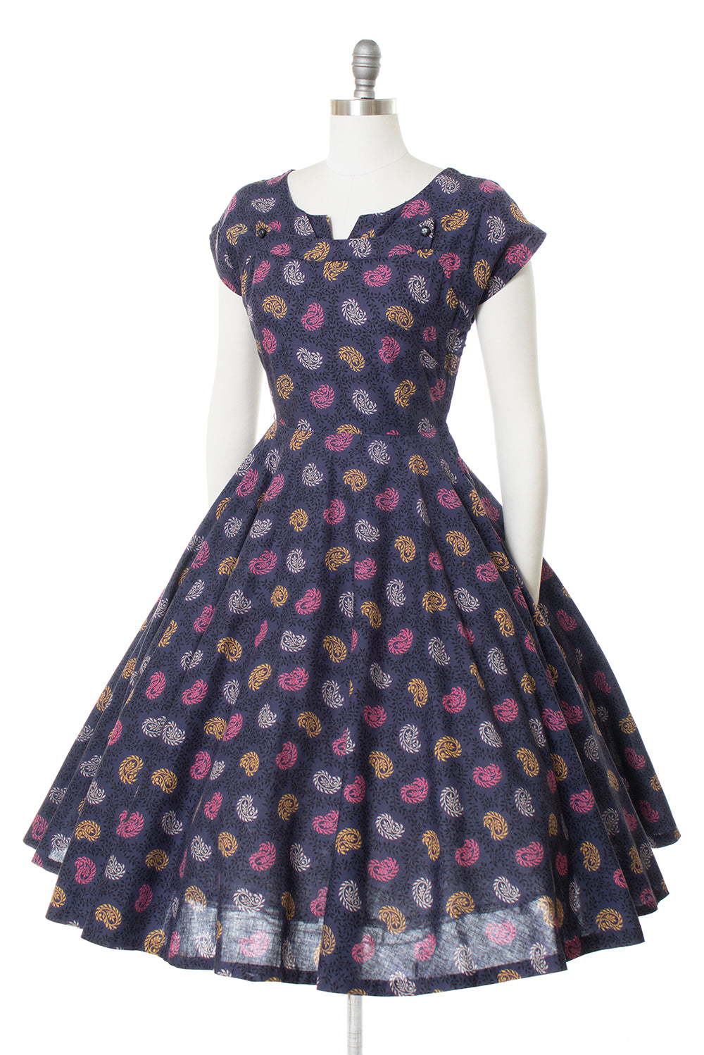 1950s Paisley Printed Cotton Dress