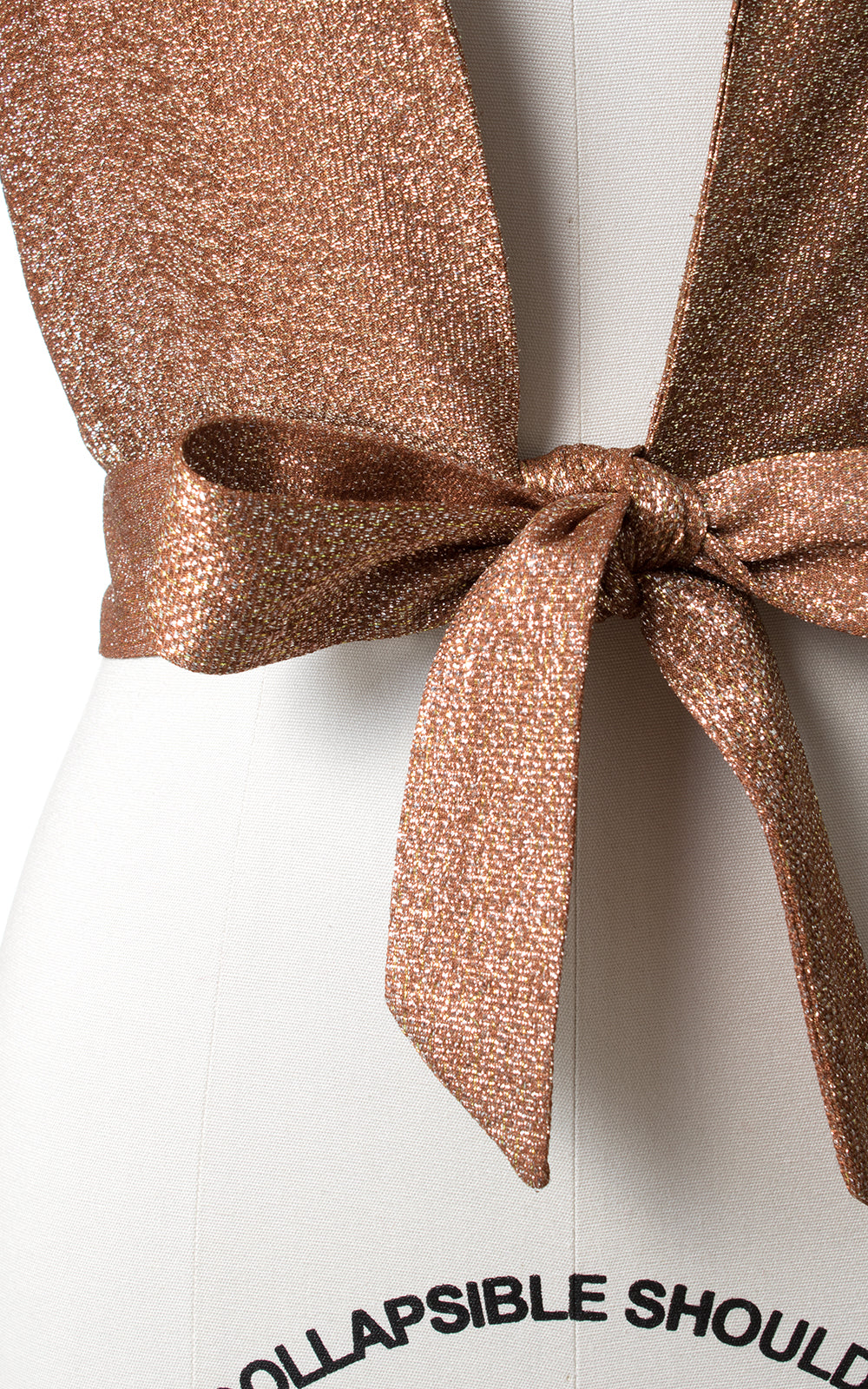 1960s 1970s Metallic Bronze Lurex Wrap Crop Top