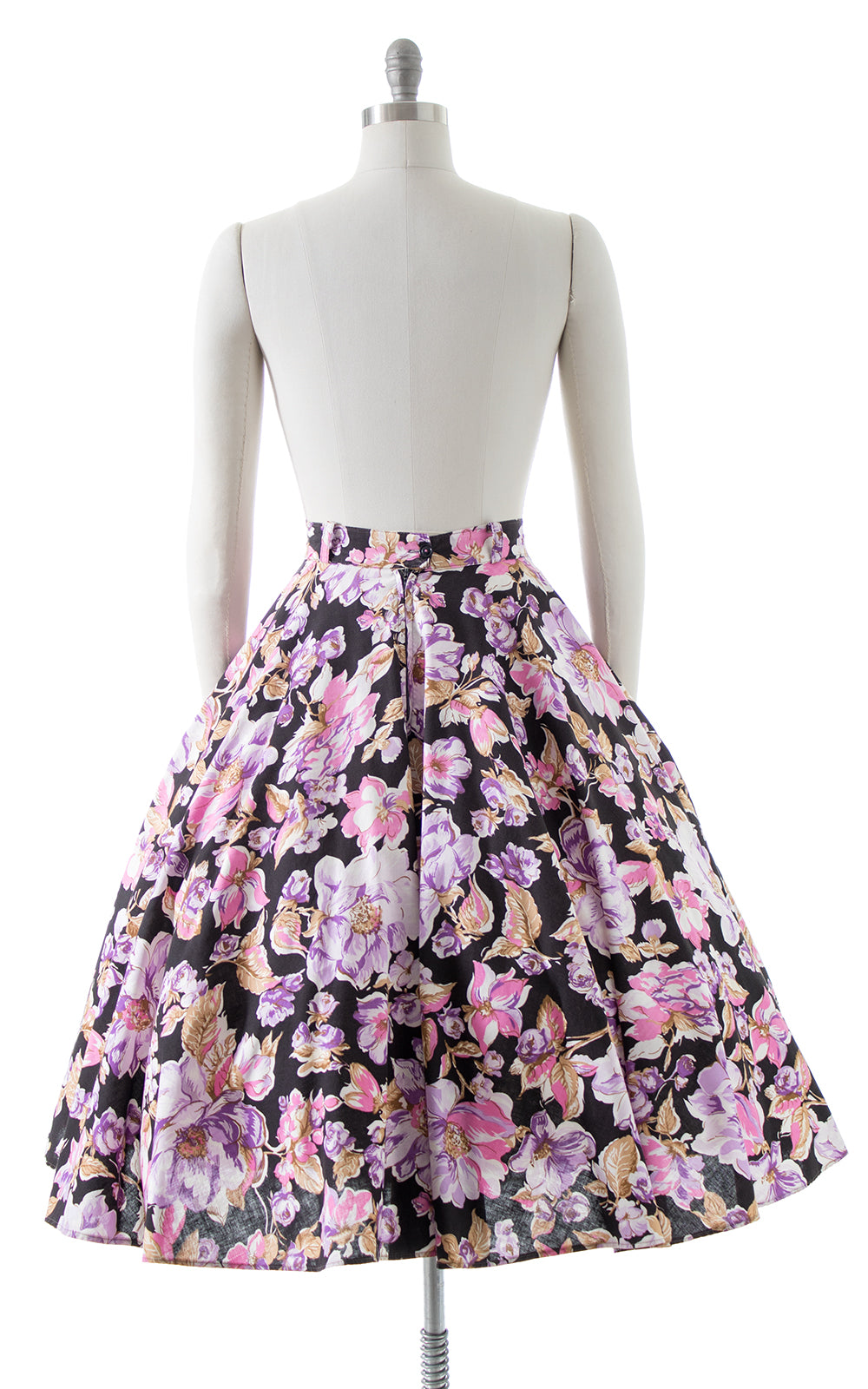 1970s 1980s Floral Print Cotton Circle Skirt