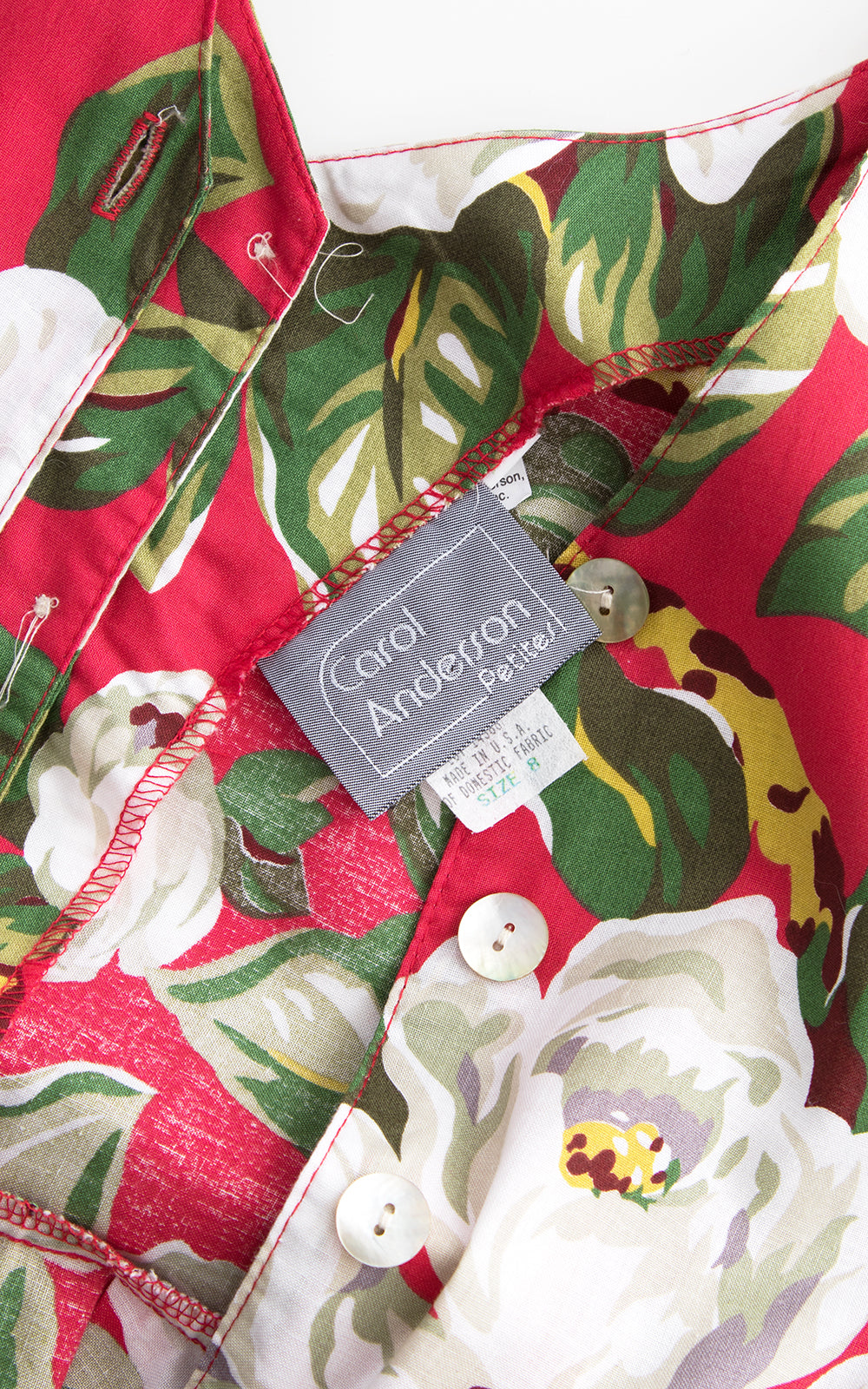 1980s Carol Anderson Magnolia Floral Cutout Shirtwaist Dress