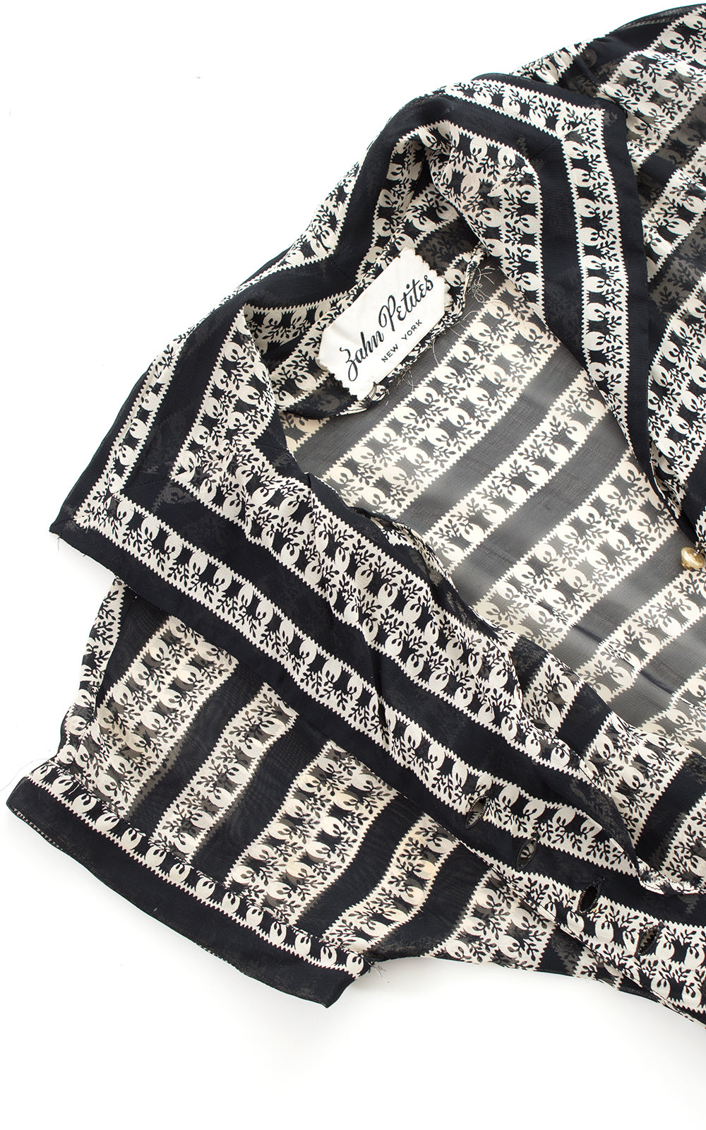 1940s Potted Plants Novelty Print Sheer Rayon Shirt Dress