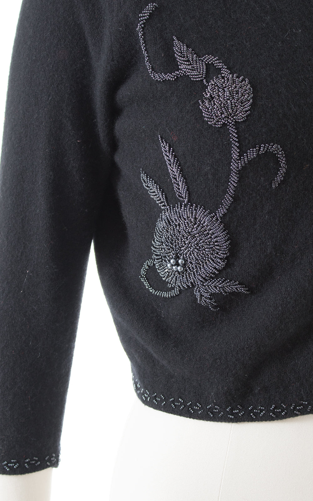 1950s Beaded Wool Cropped Cardigan