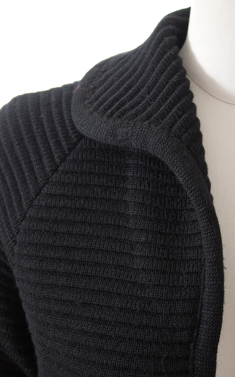 1960s Black Knit Wool Sweater Coat