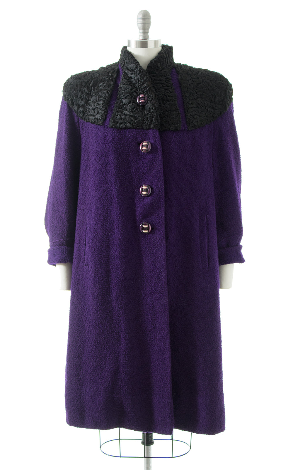 1940s Wool & Persian Lamb Fur Coat