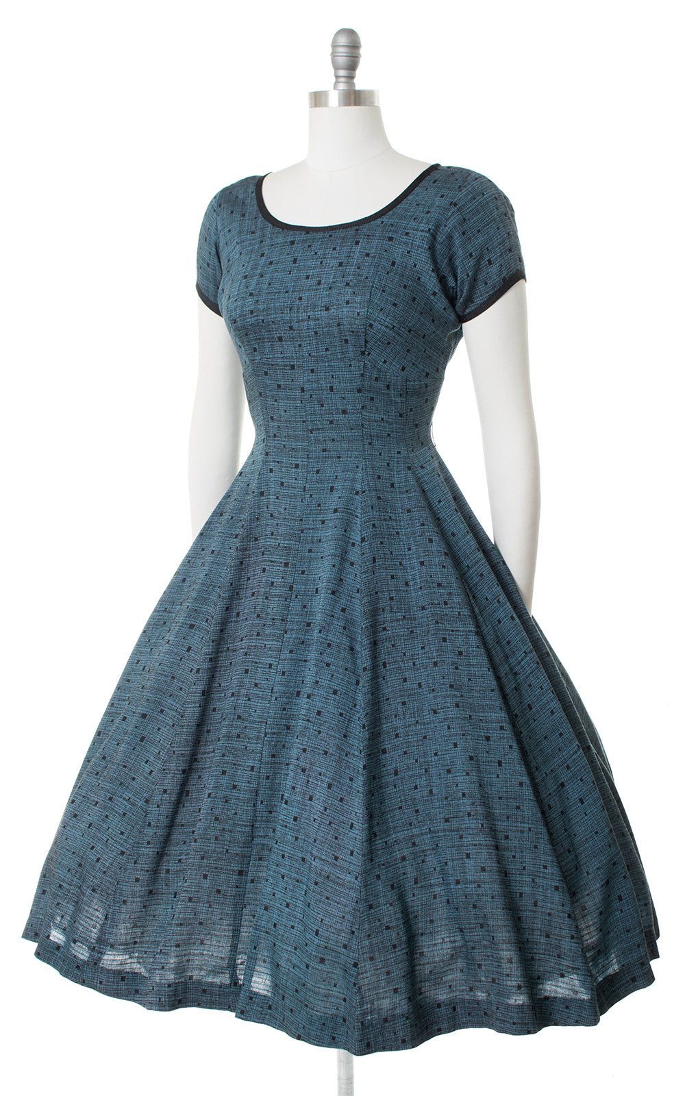 1950s Square Plaid Dress | medium
