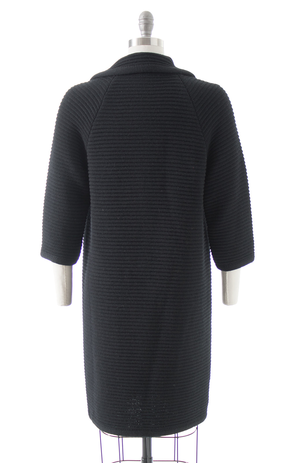 1960s Black Knit Wool Sweater Coat