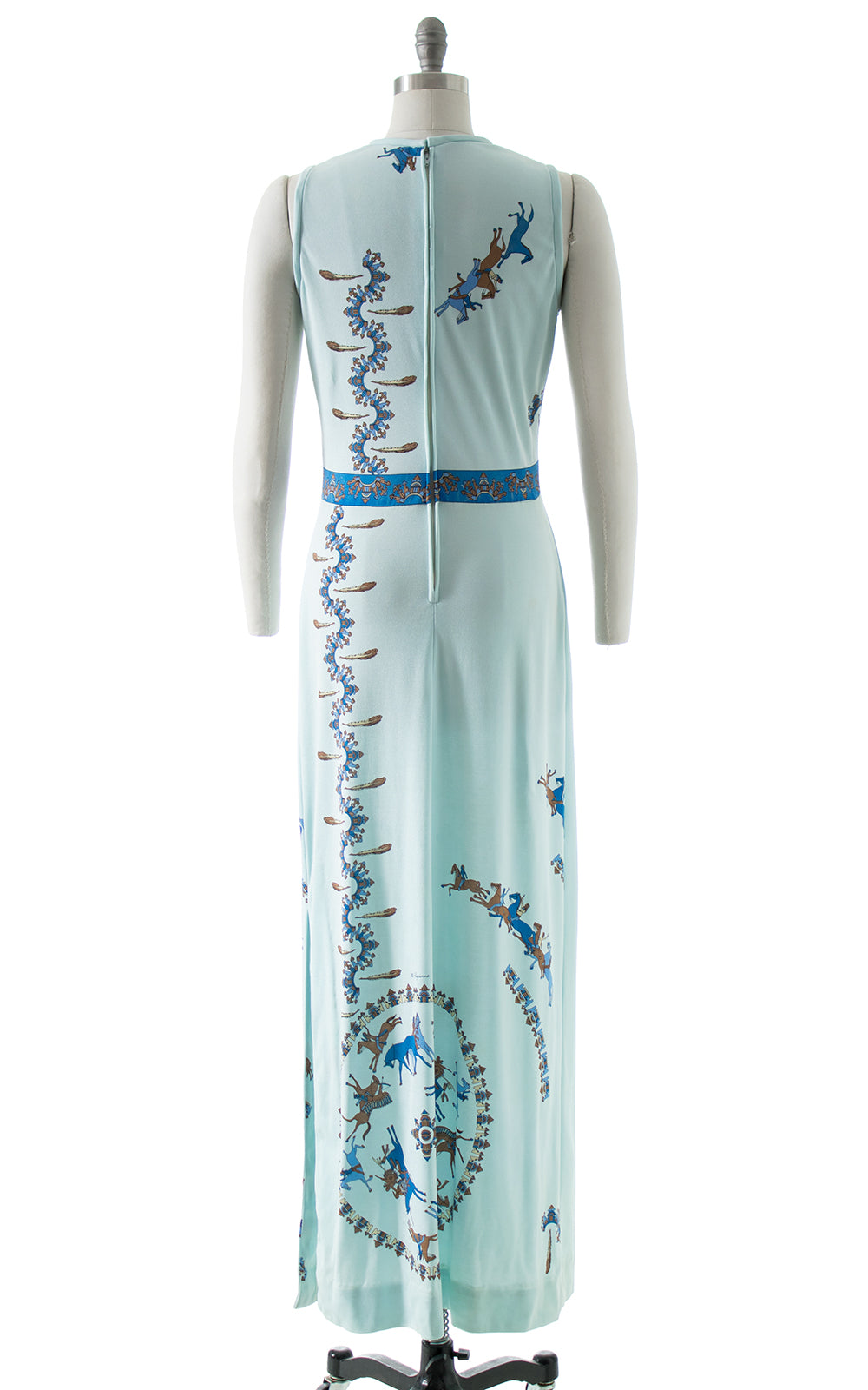 1970s Paganne Novelty Print Maxi Dress + Shawl Set