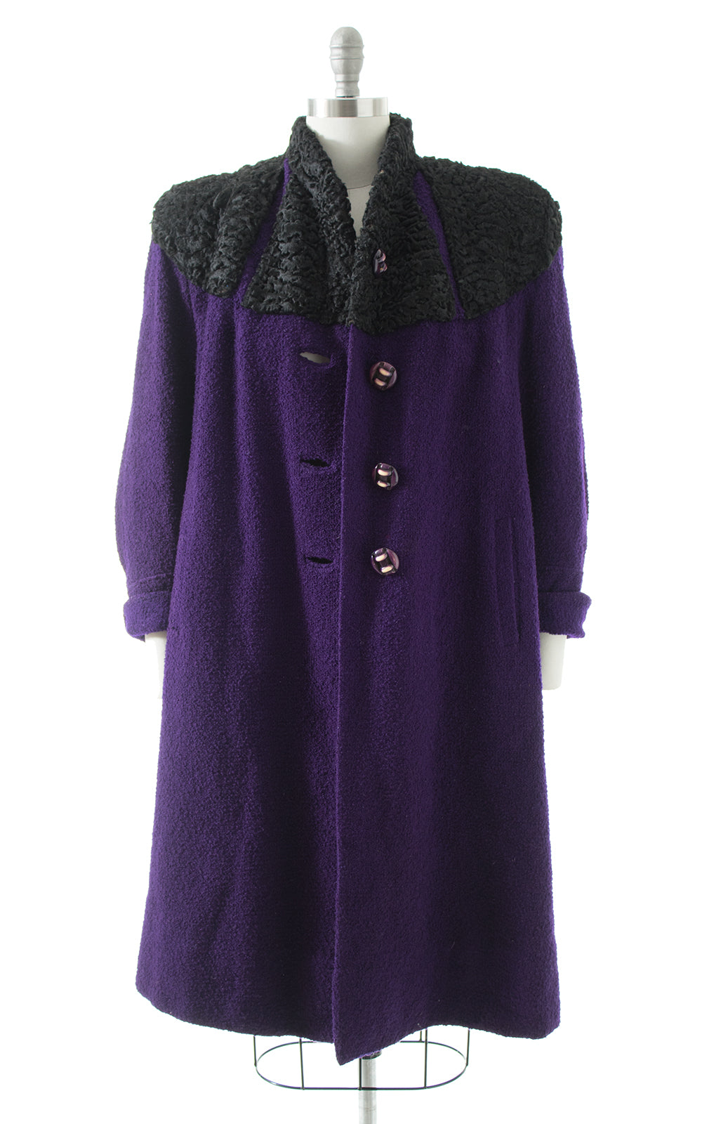 1940s Wool & Persian Lamb Fur Coat