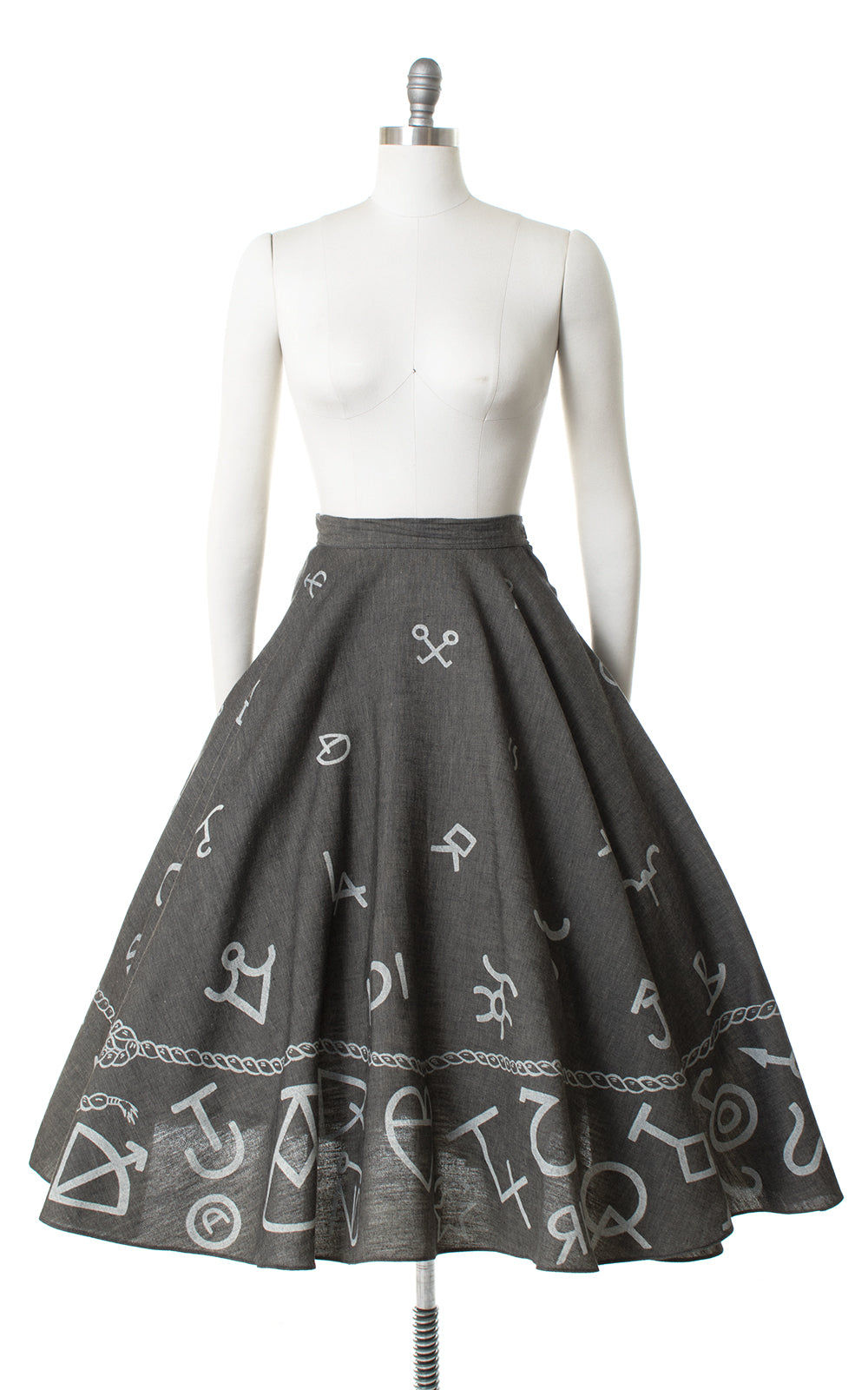 1950s Cattle Branding Novelty Print Circle Skirt