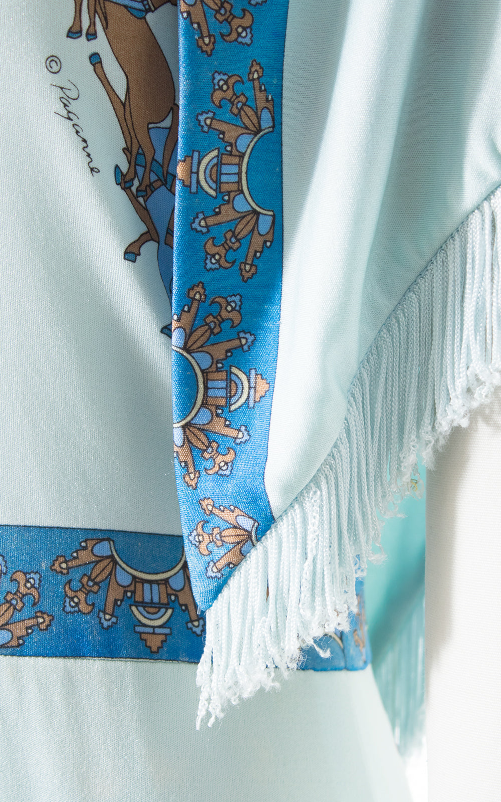 1970s Paganne Novelty Print Maxi Dress + Shawl Set