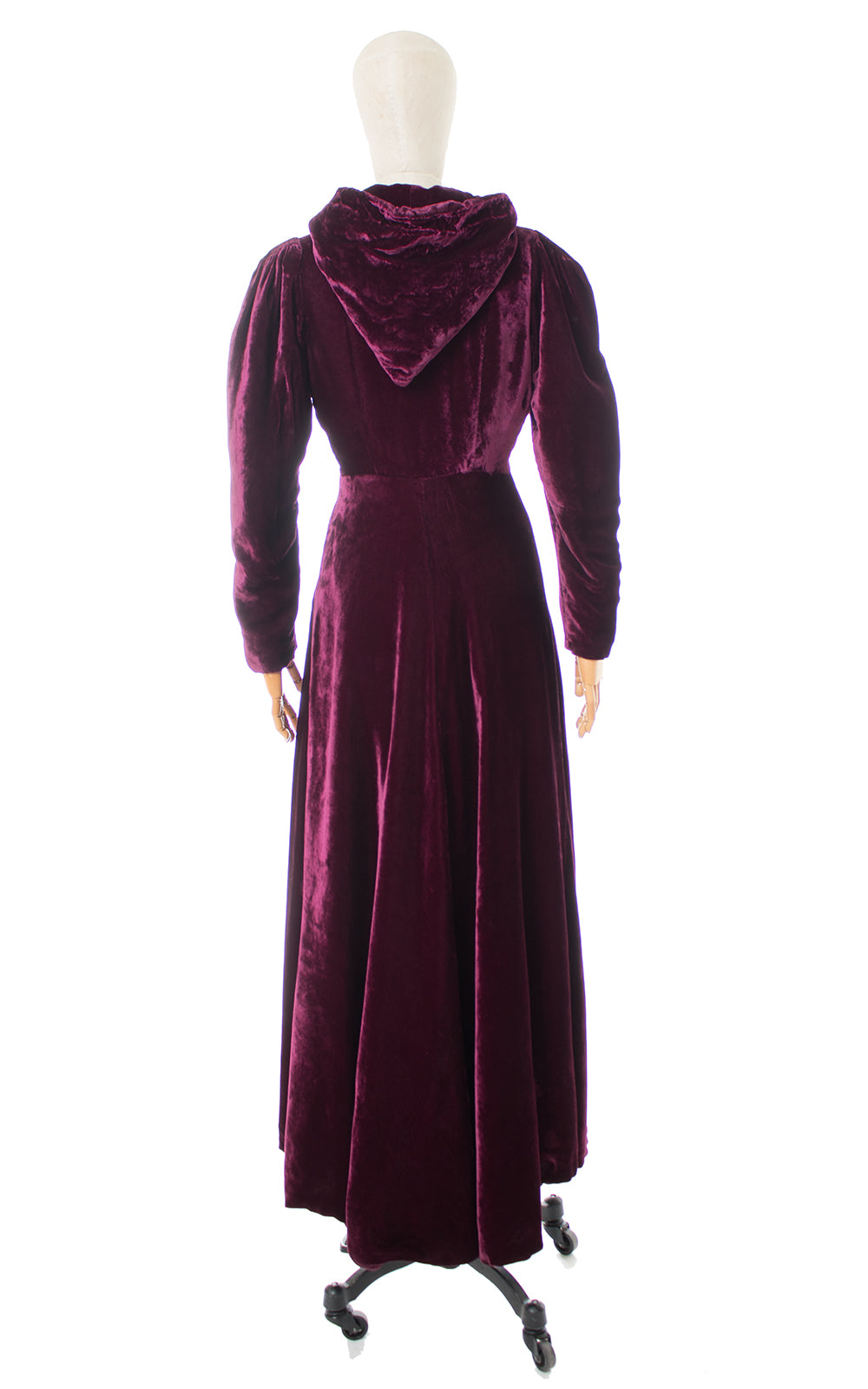 1930s Hooded Purple Silk Velvet Coat