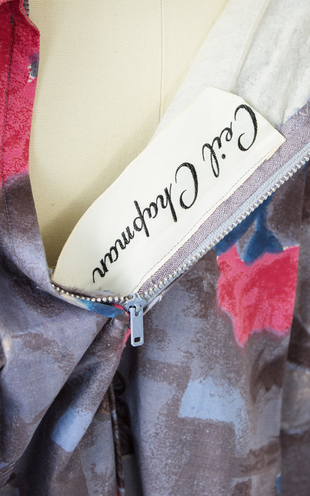 1950s Ceil Chapman Rose Printed Dress