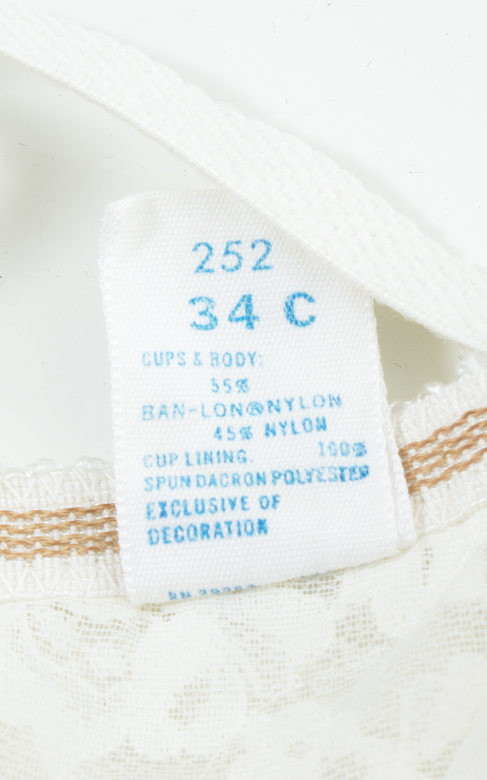 1960s White Lace Open Back Bra 34C