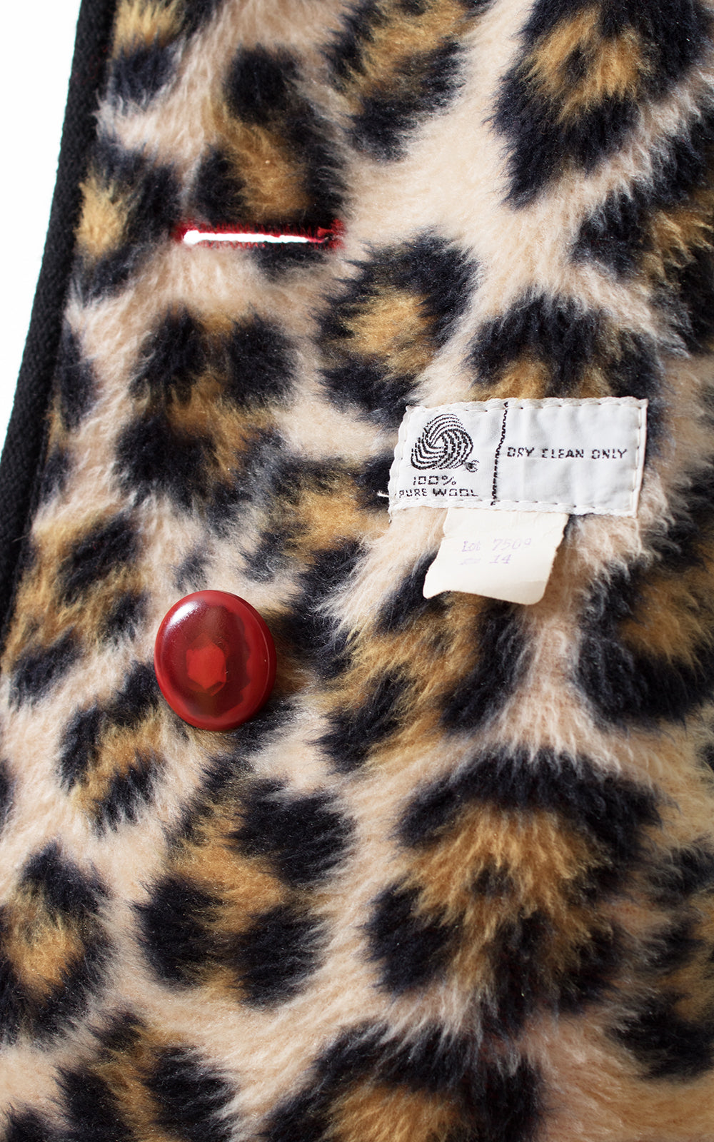 1970s Red Wool & Leopard Print Coat
