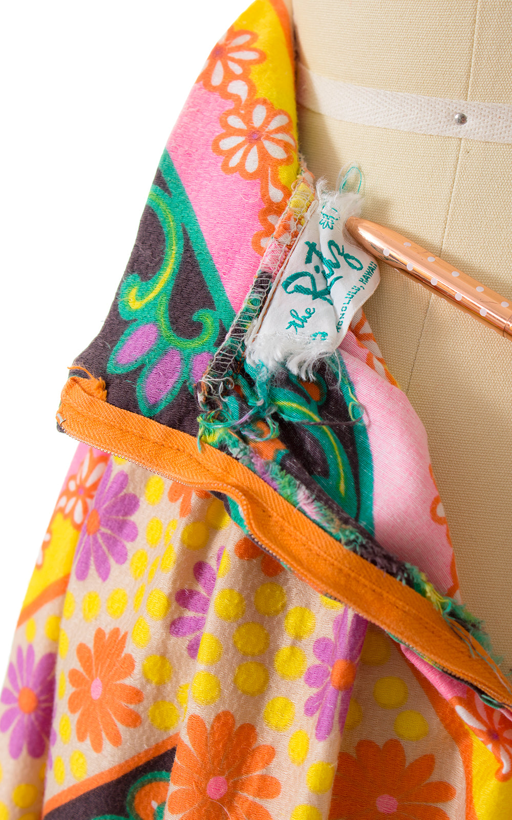 1960s Floral Geometric Maxi Skirt