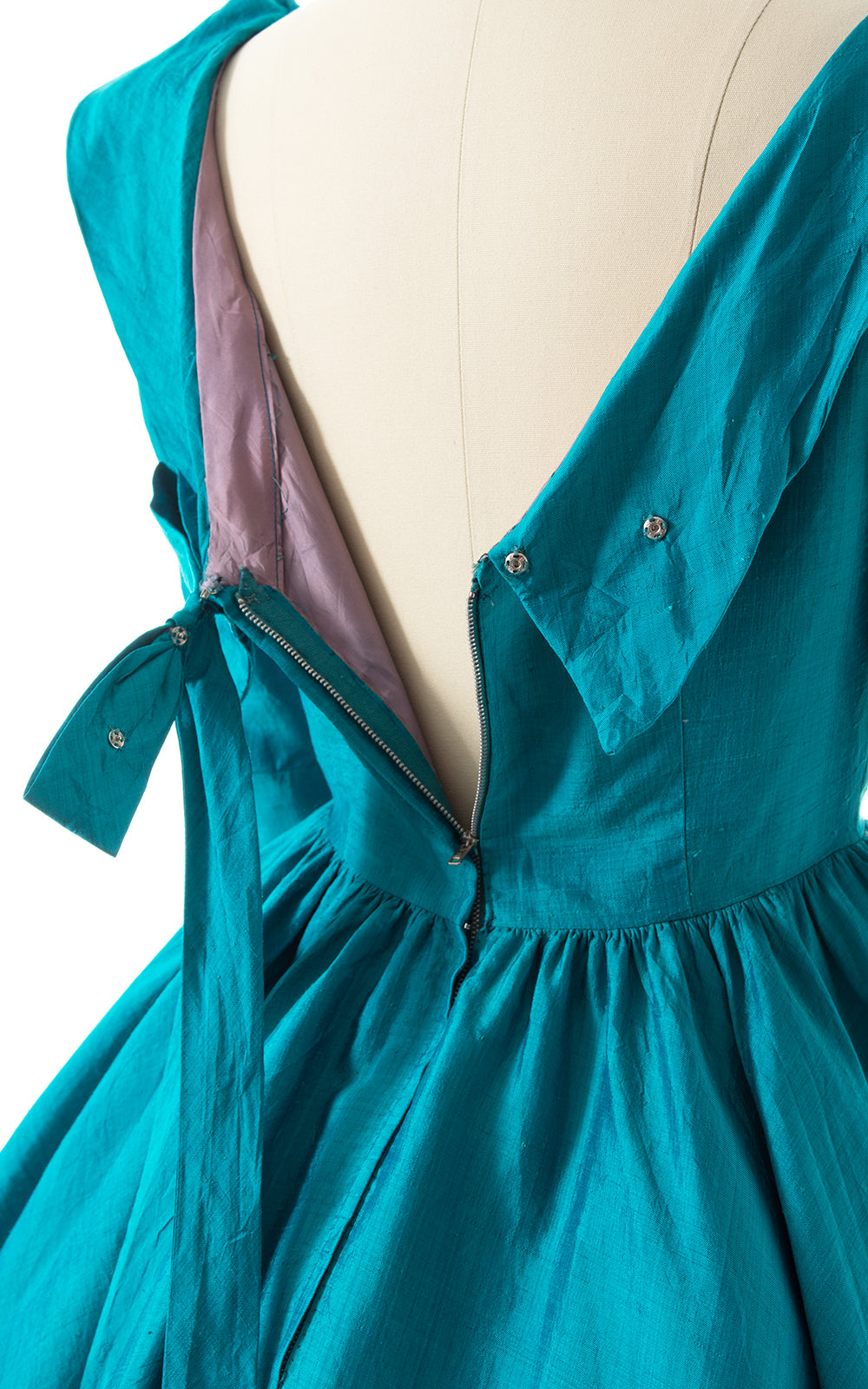 1950s Teal Silk Party Dress