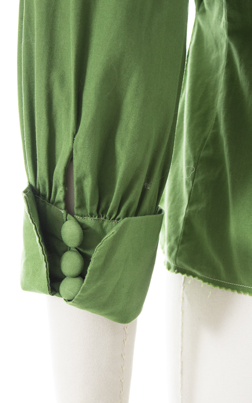 1950s Green Pintuck Cotton Blouse