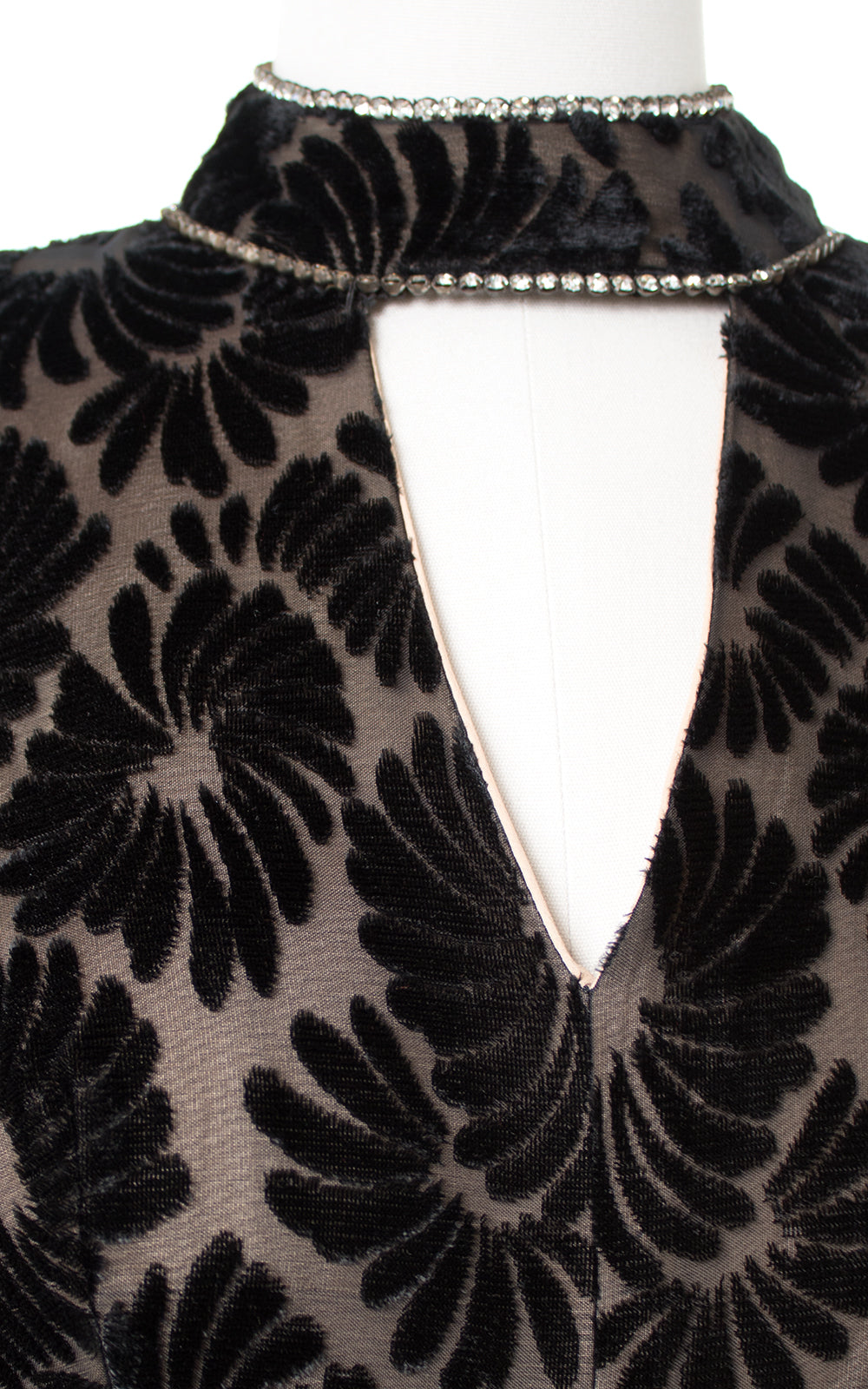 1970s Floral Burnout Velvet Palazzo Jumpsuit