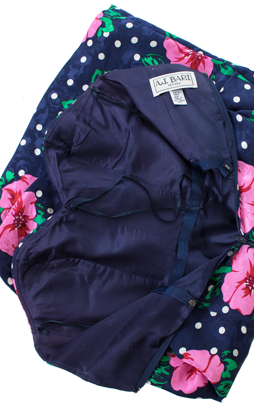 1980s Floral Polka Dot Silk Sarong Dress