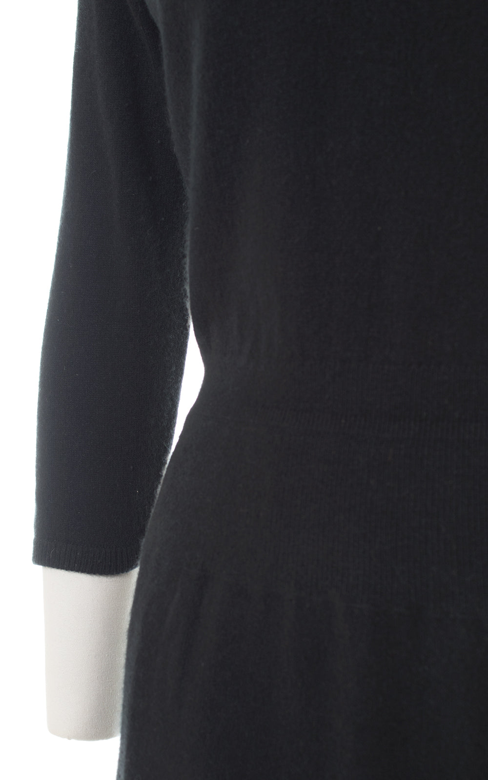 1950s Black Cashmere Knit Sweater Dress