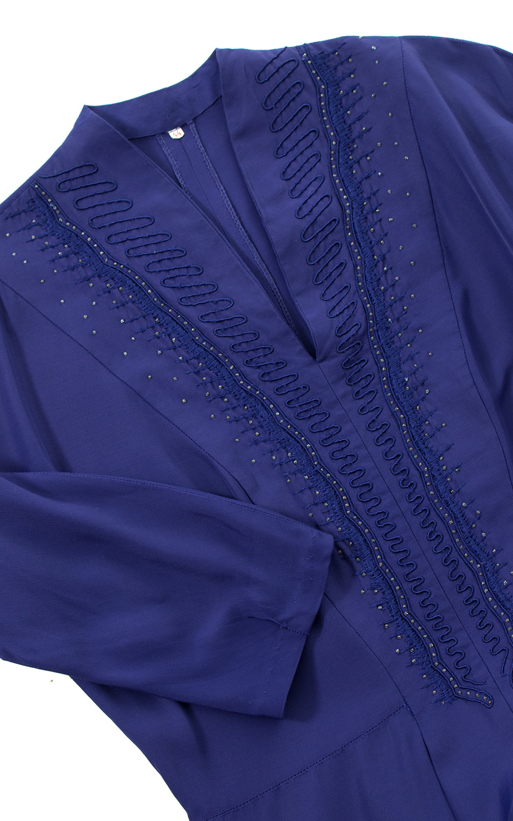 1940s Beaded Soutache Purple Rayon Dress