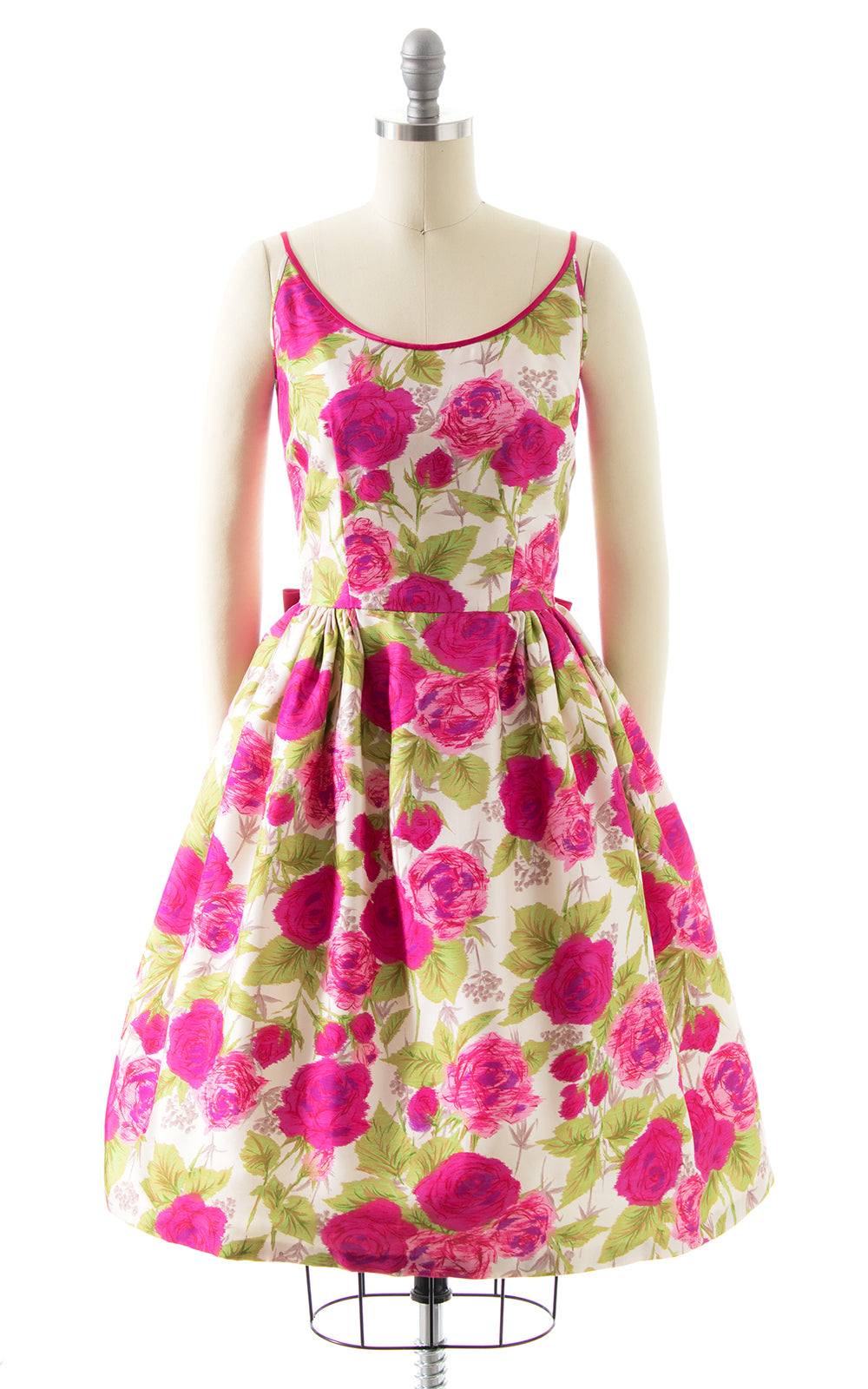 1960s Rose Printed Silk Party Dress | small Birthday Life Vintage 1960s Rose Printed Silk Party Dress | small Birthday Life Vintage