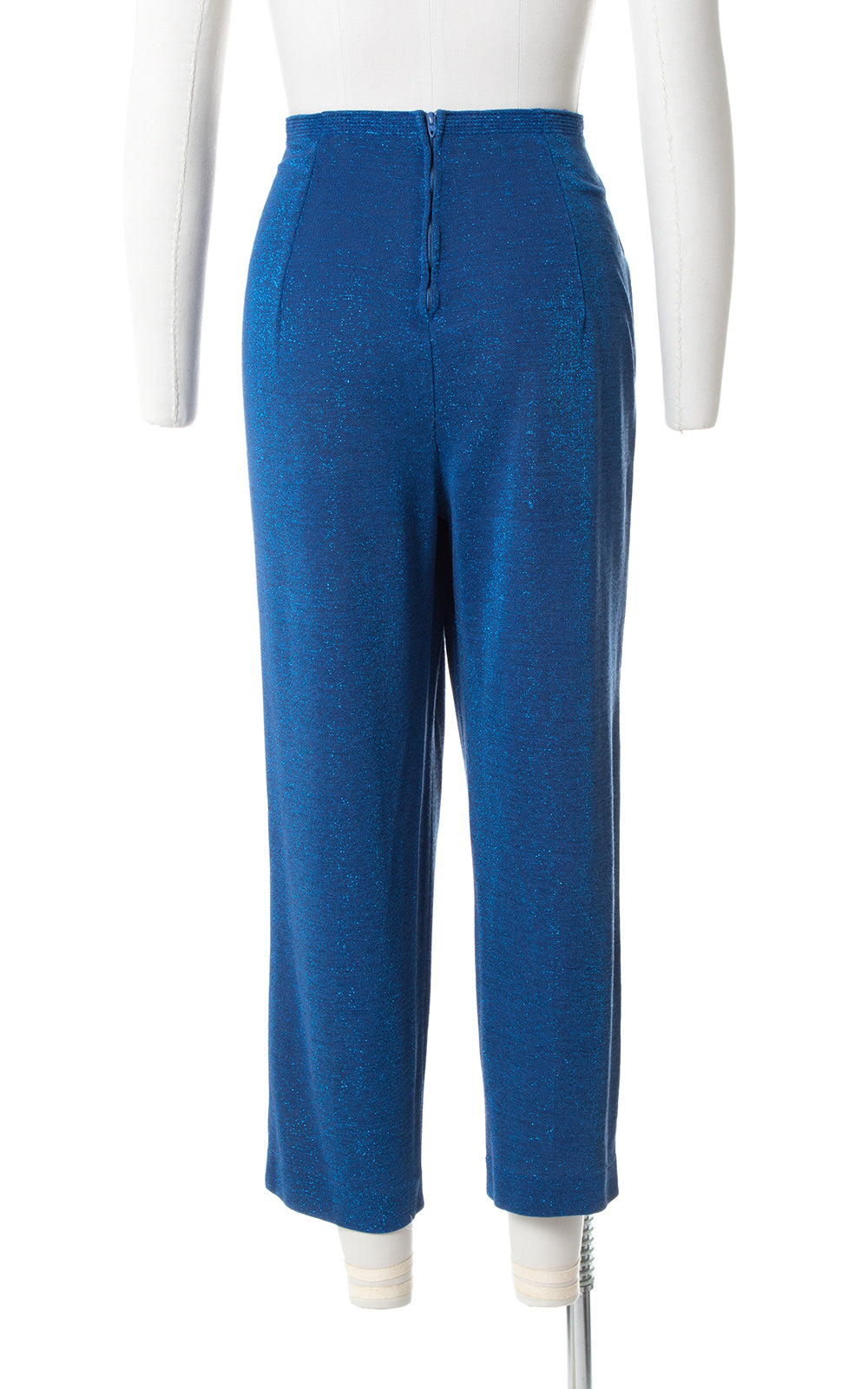 1950s Metallic Blue Lurex Cigarette Pants