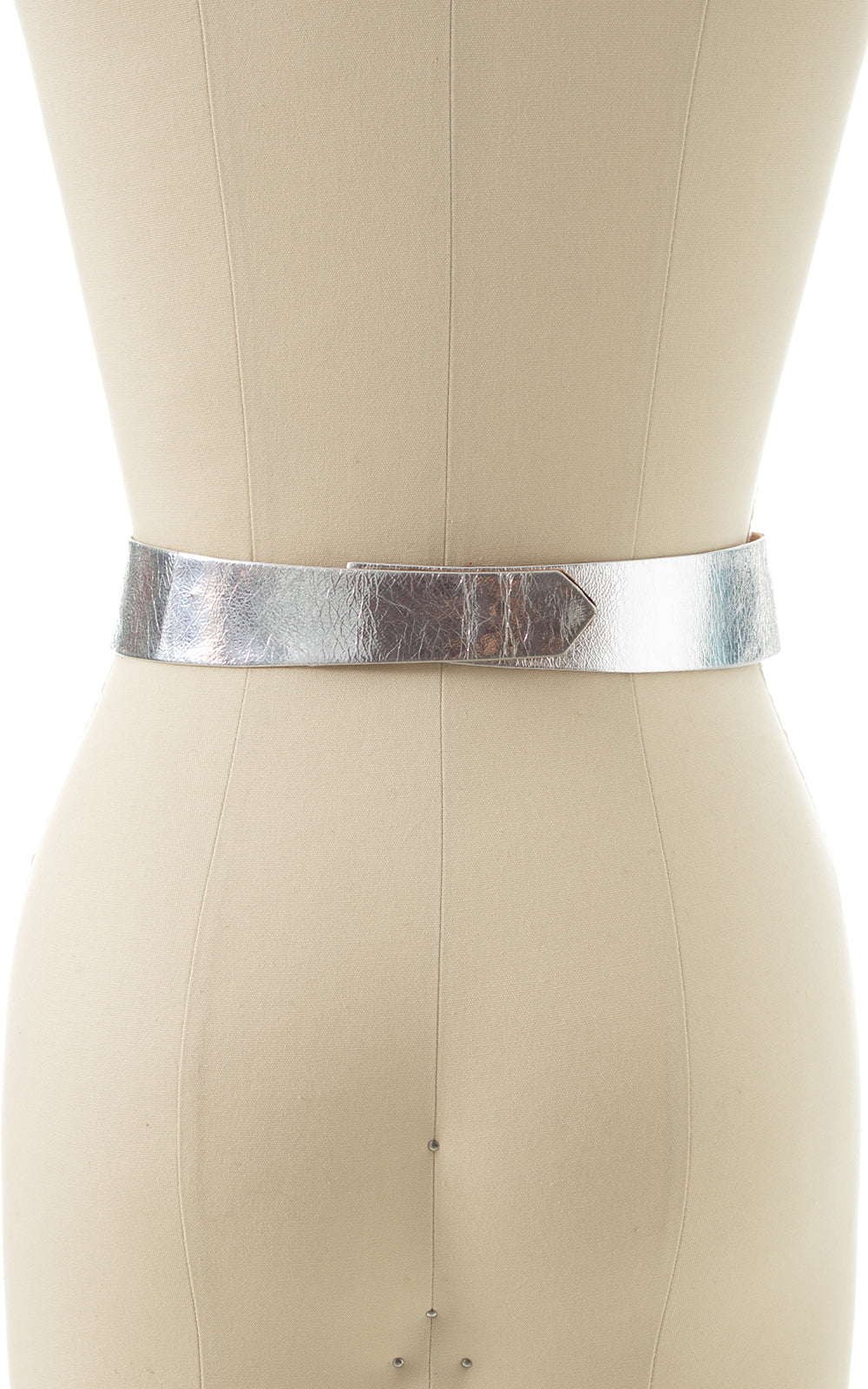 1950s Beaded Silver Leather Cinch Belt