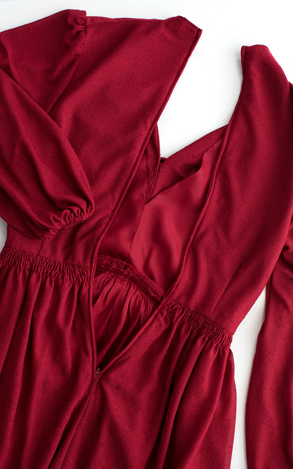 1970s Merlot Bishop Sleeve Maxi Dress