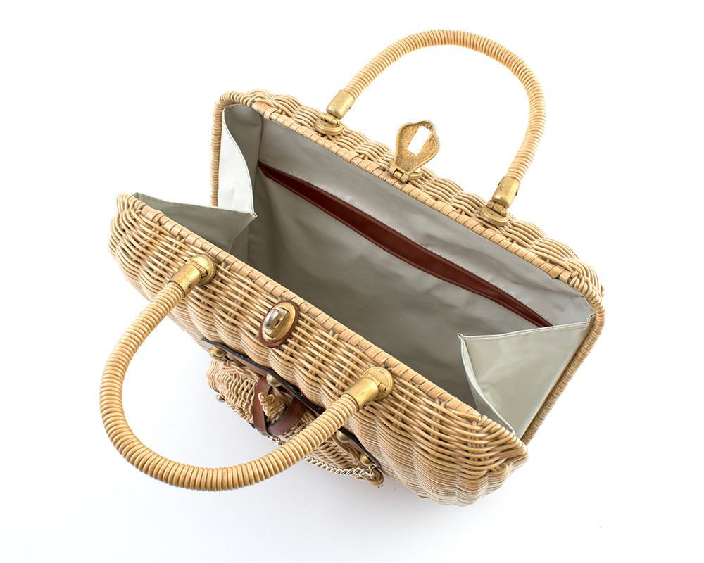 1950s Horse Novelty Wicker Box Purse