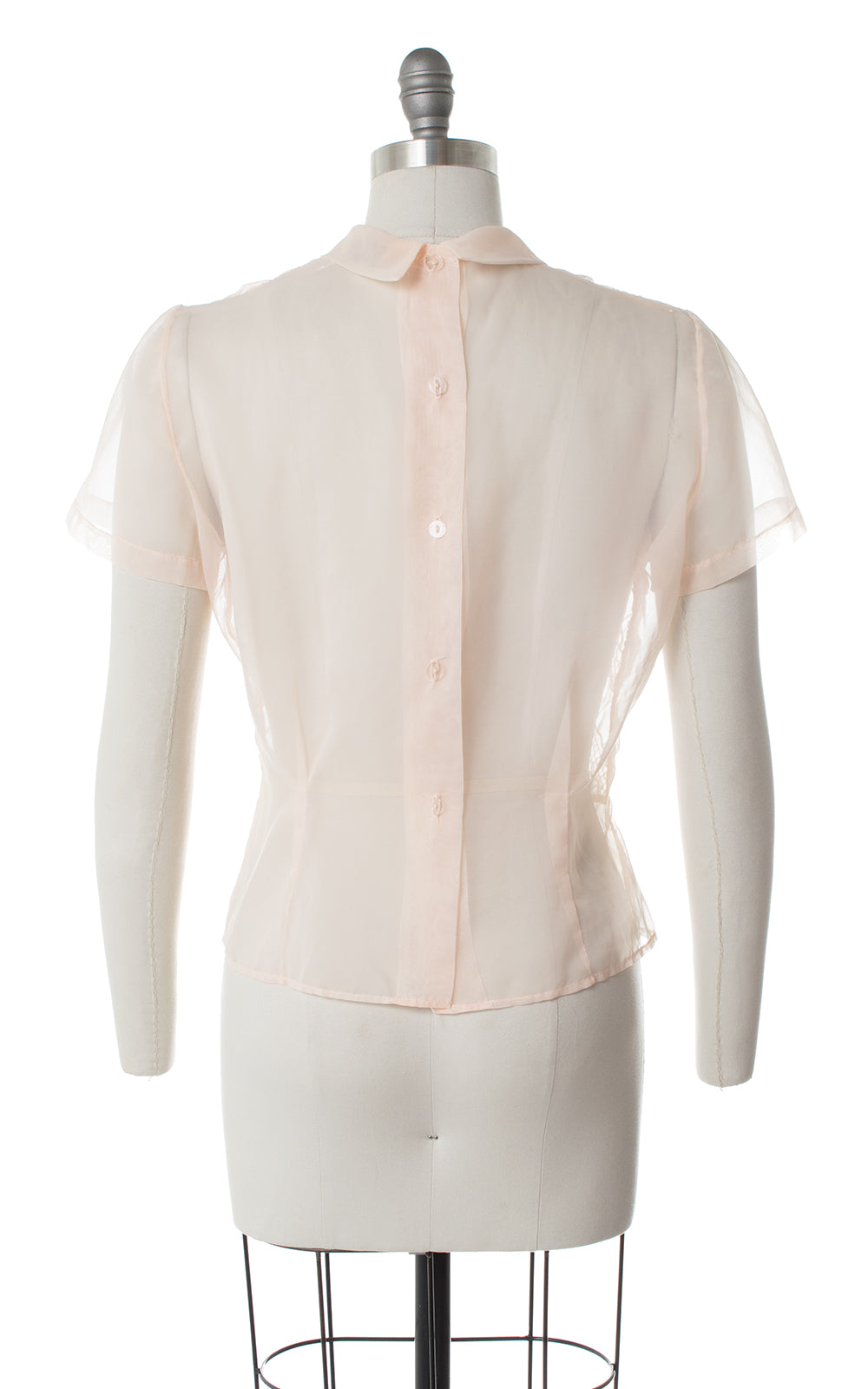 1950s Pintuck Light Pink Nylon Blouse