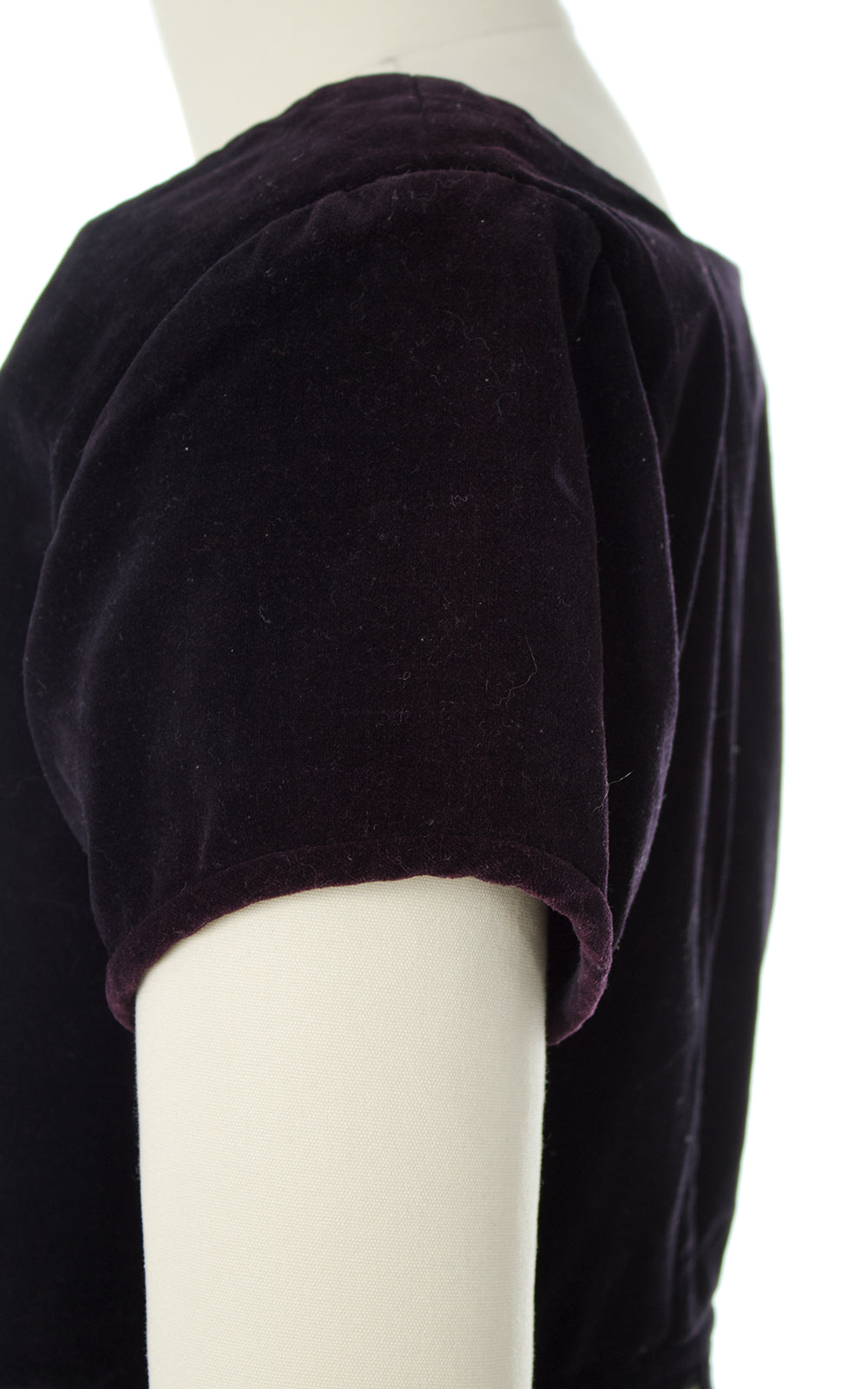 1950s Floral Embroidered Velvet Crop Top