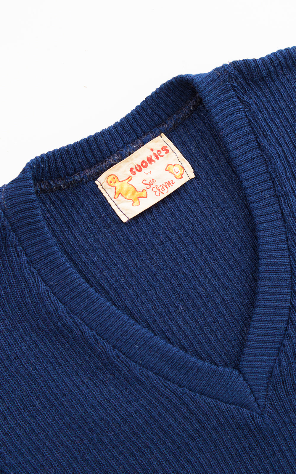 1970s Navy Blue Knit Sweater Top