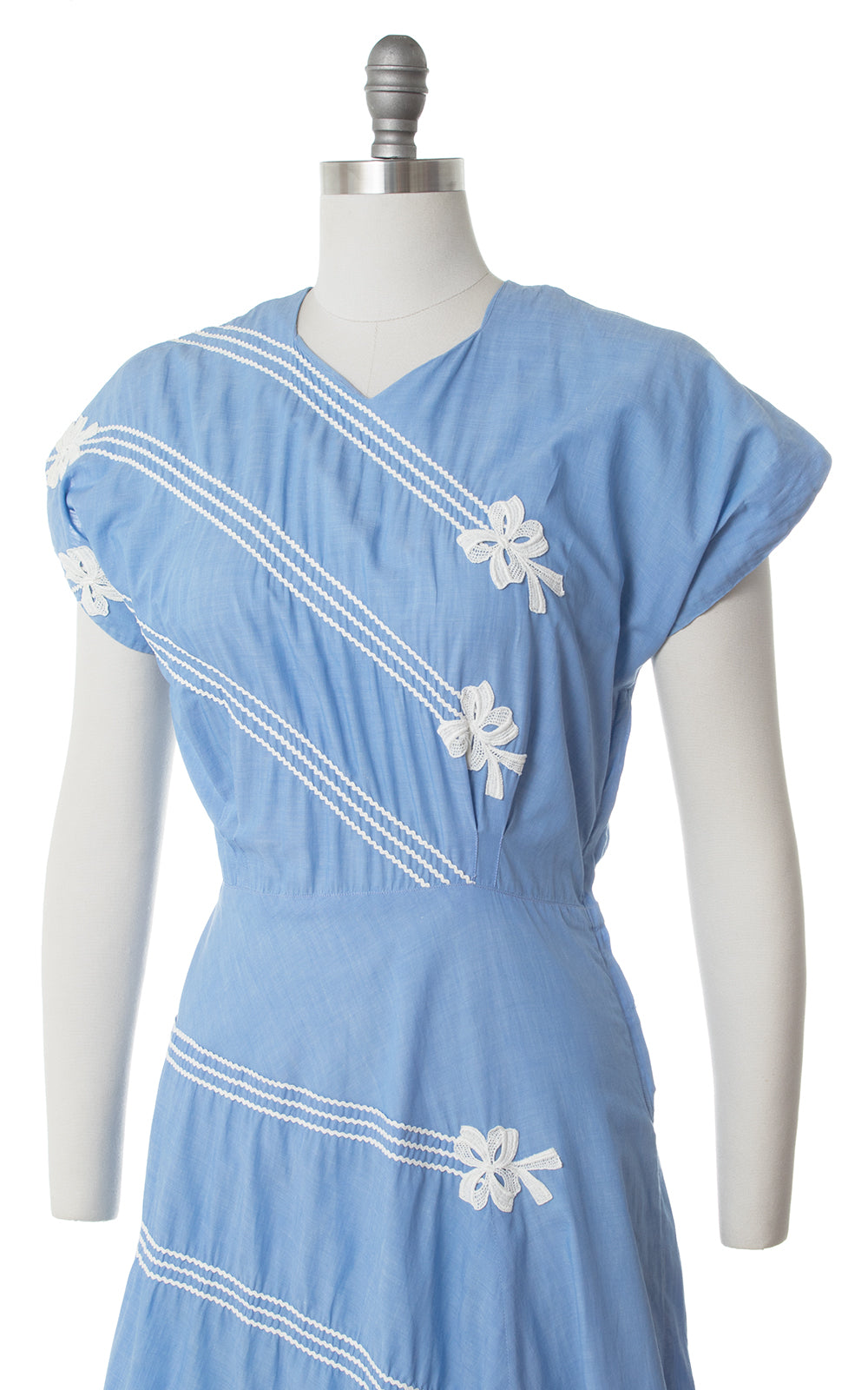 1950s Bow Striped Cotton Dress