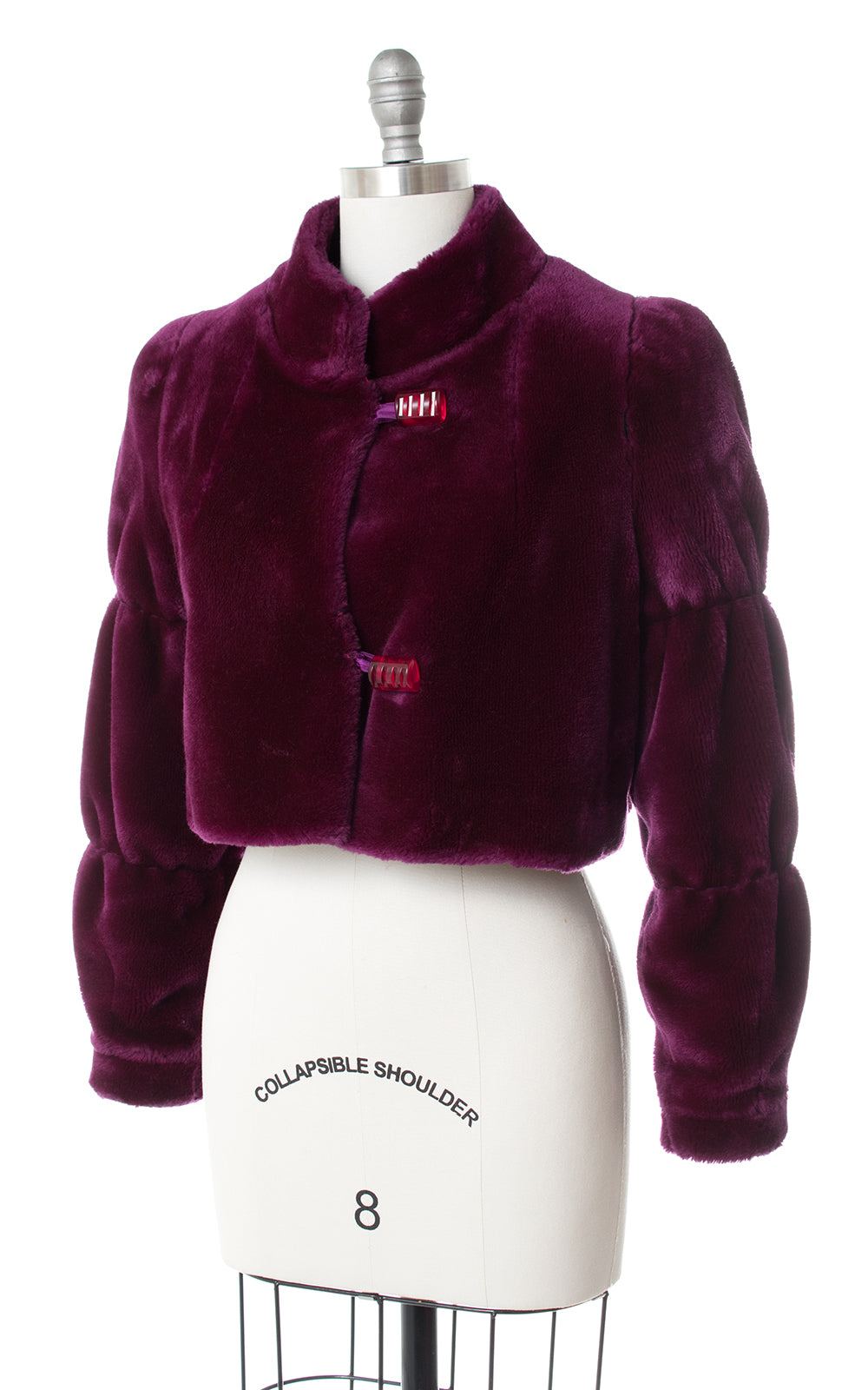 1970s Purple Plush Faux Fur Cropped Jacket