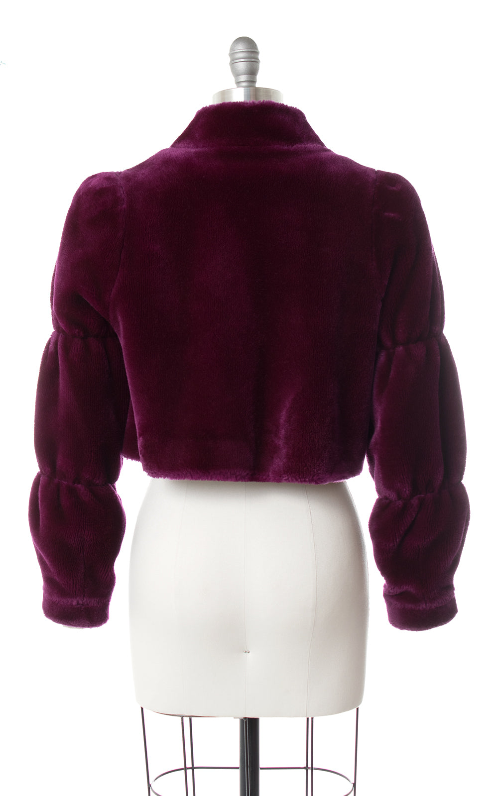 1970s Purple Plush Faux Fur Cropped Jacket