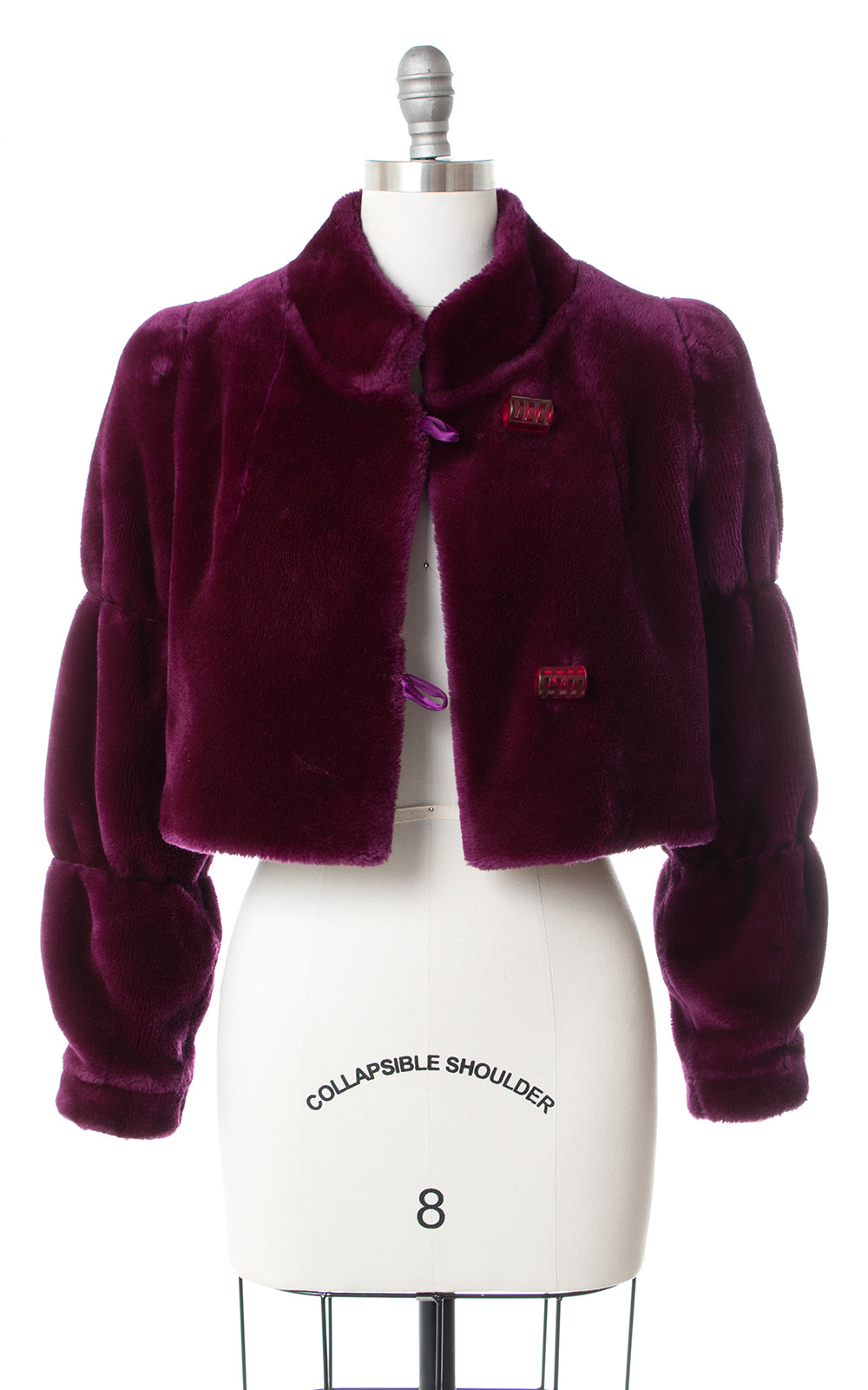 1970s Purple Plush Faux Fur Cropped Jacket