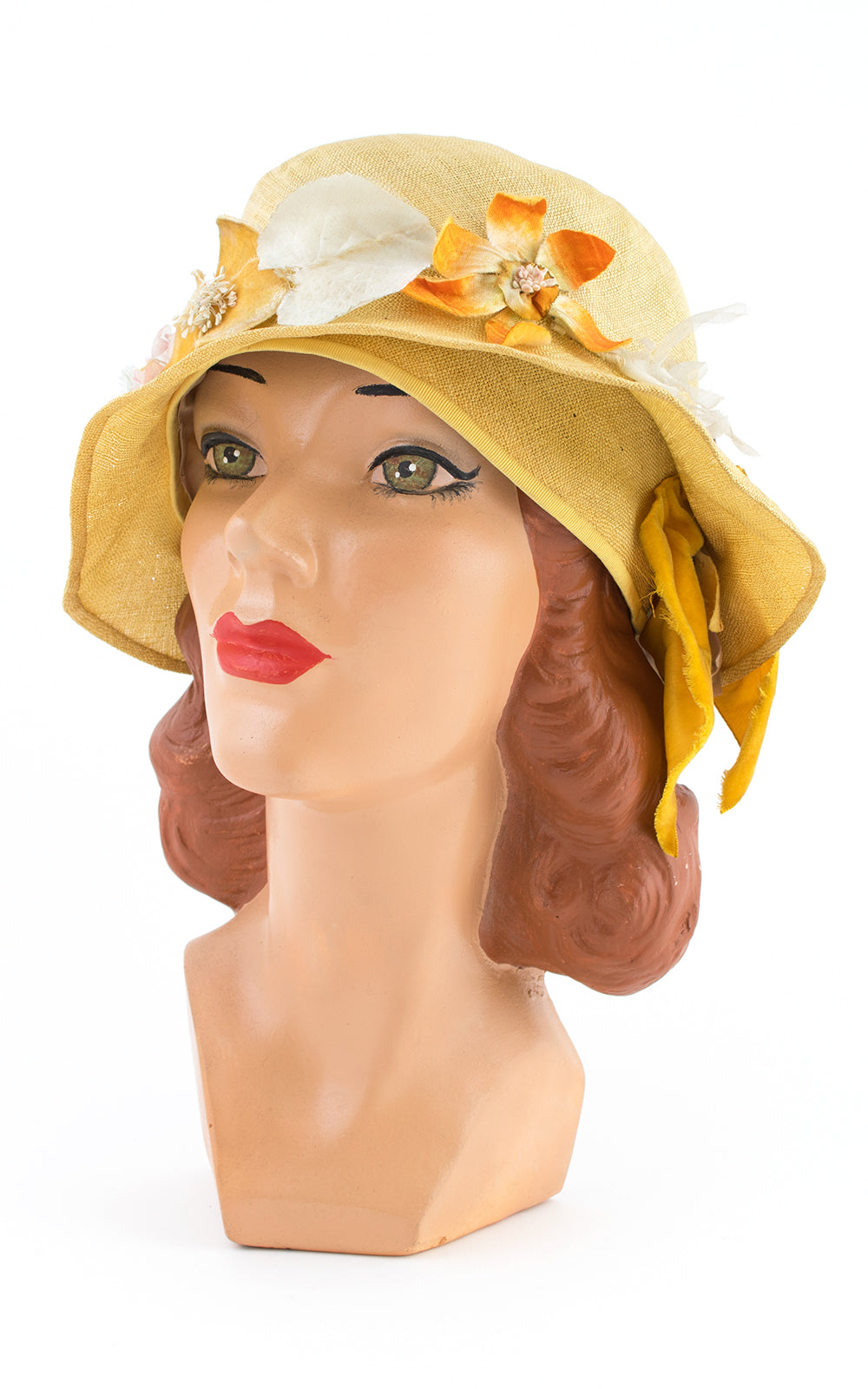 1920s Yellow Floral Cloche