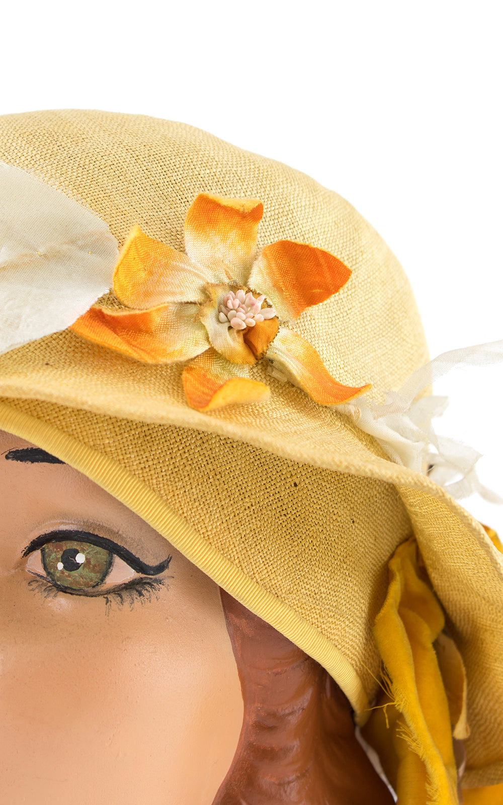 1920s Yellow Floral Cloche