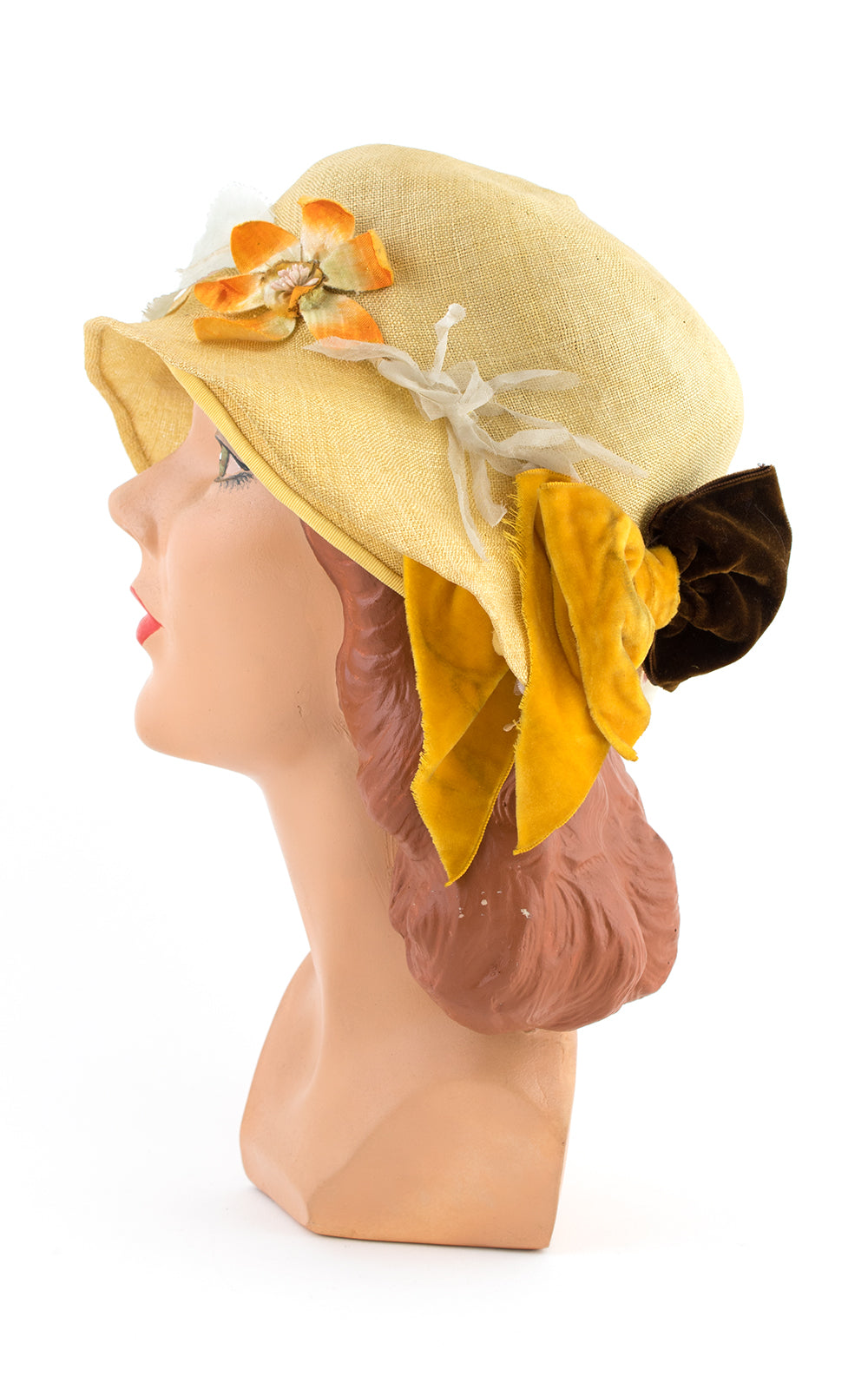 1920s Yellow Floral Cloche