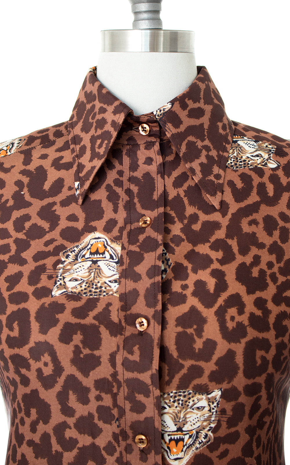 1970s Leopard Print Novelty Print Blouse