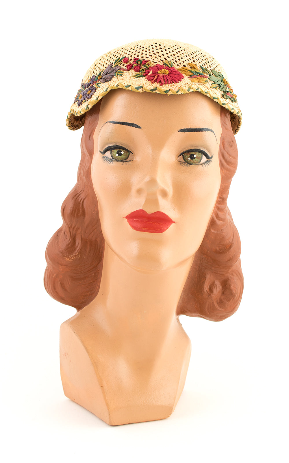 1920s Floral Raffia & Straw Juliet Cap