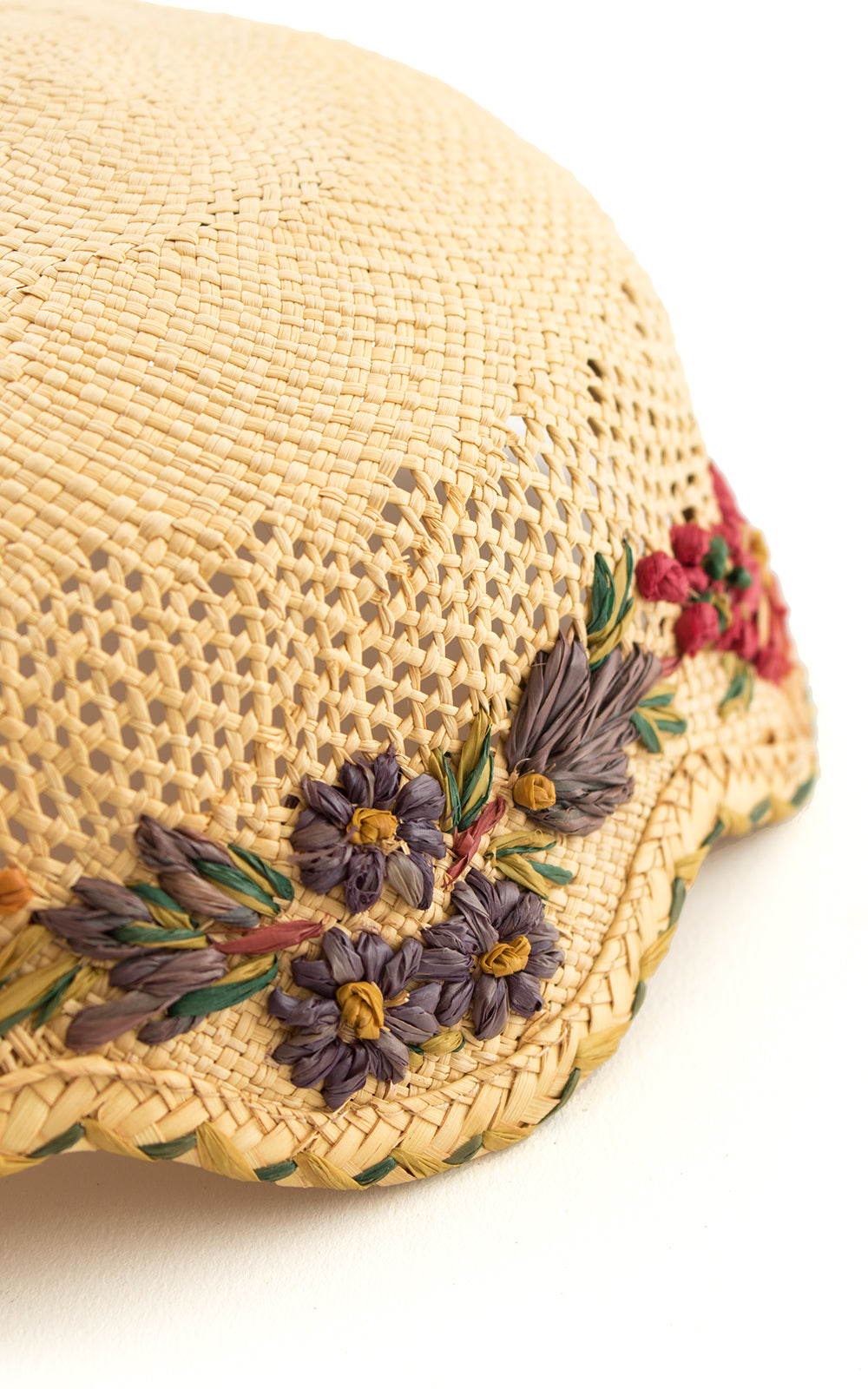 1920s Floral Raffia & Straw Juliet Cap