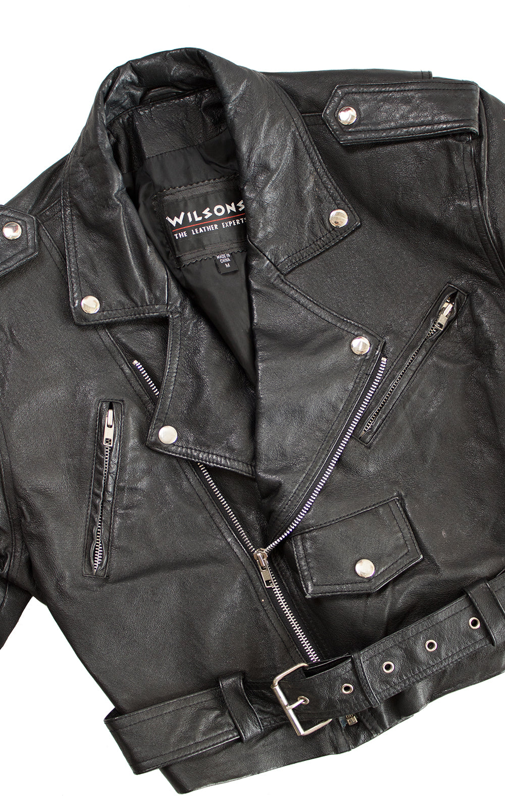 1980s Wilsons Cropped Leather Motorcycle Jacket
