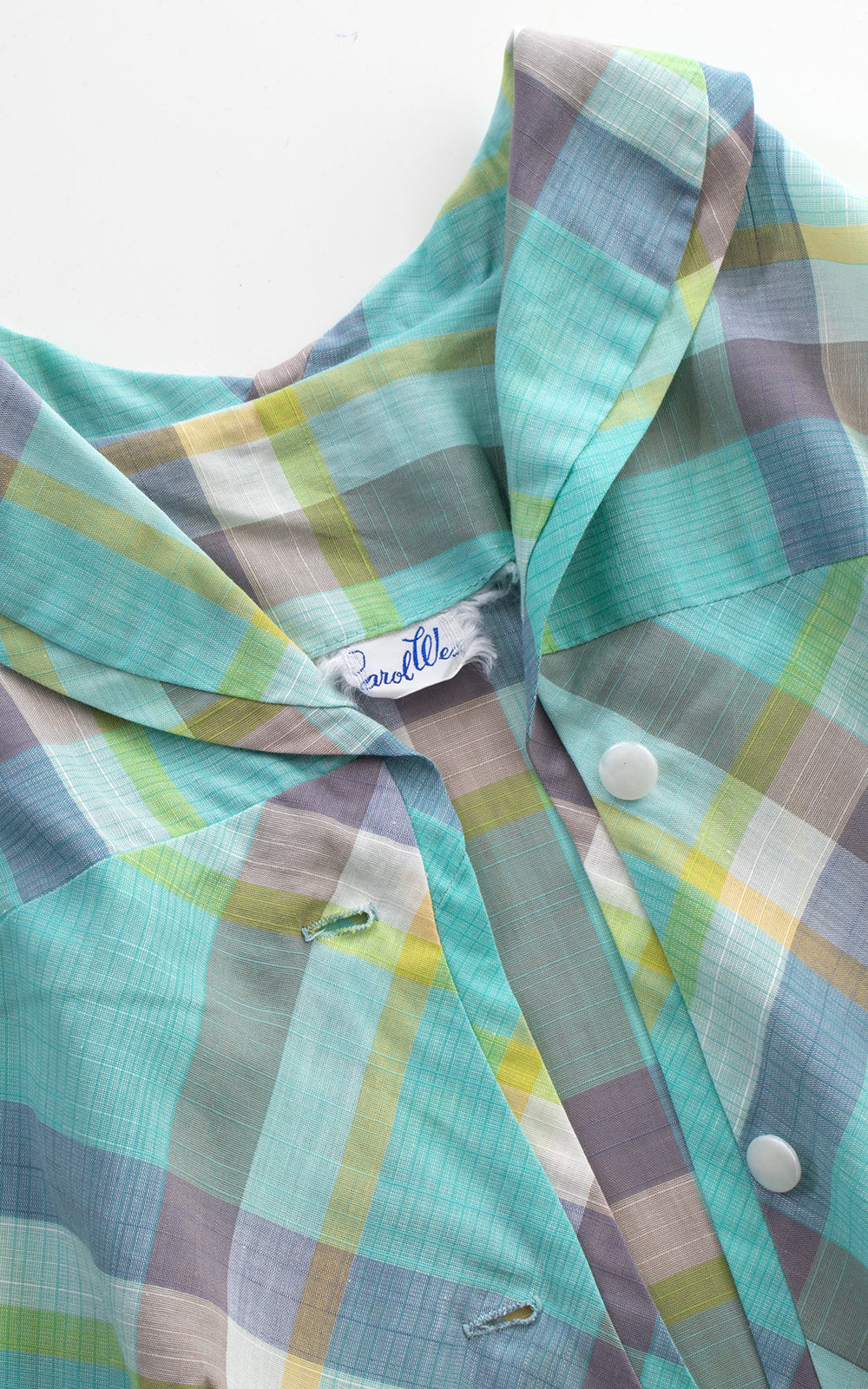 1950s Plaid Cotton Shirtwaist Dress